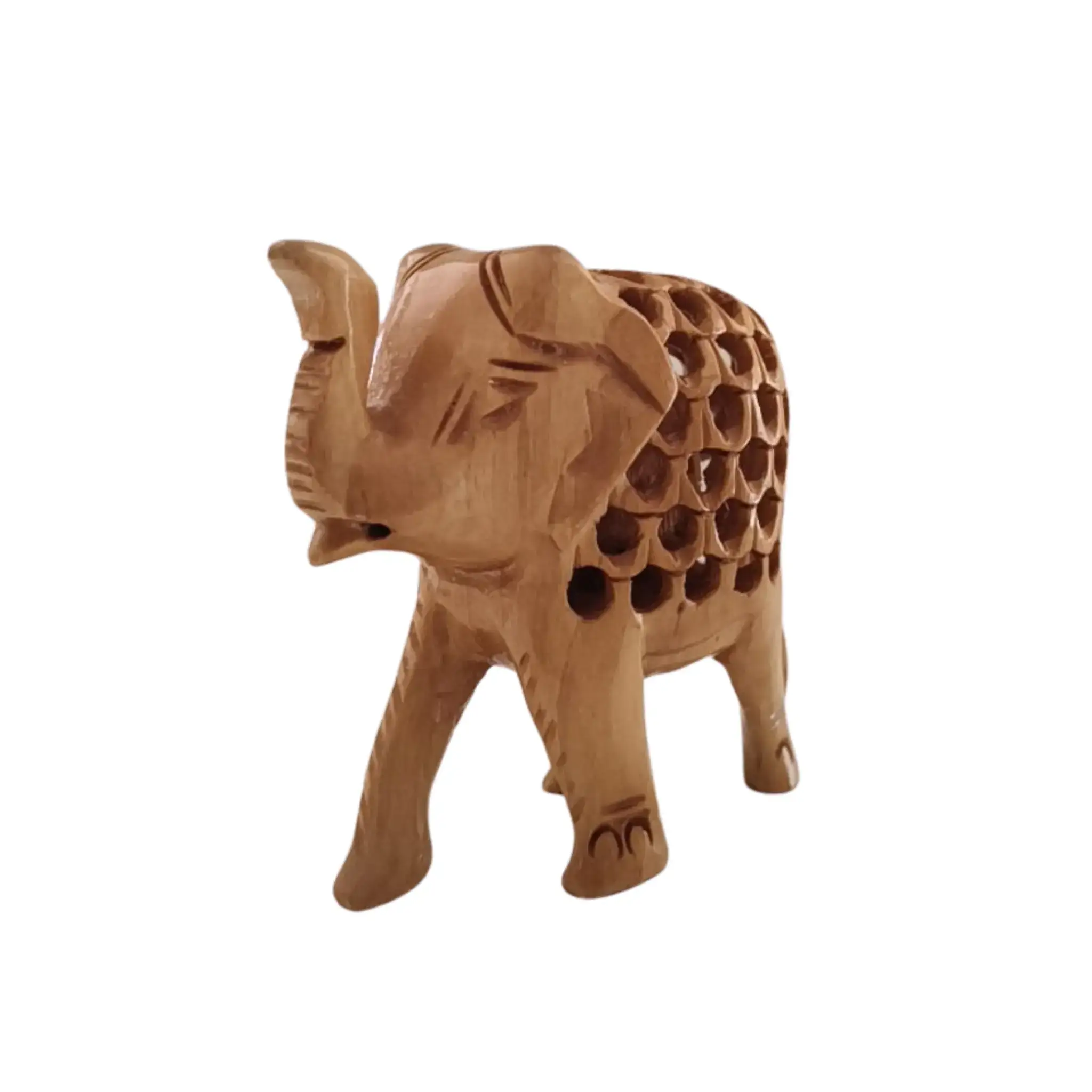 Wooden Elephant with Jali Work | Handmade Indian Craft Sculpture - Image 20