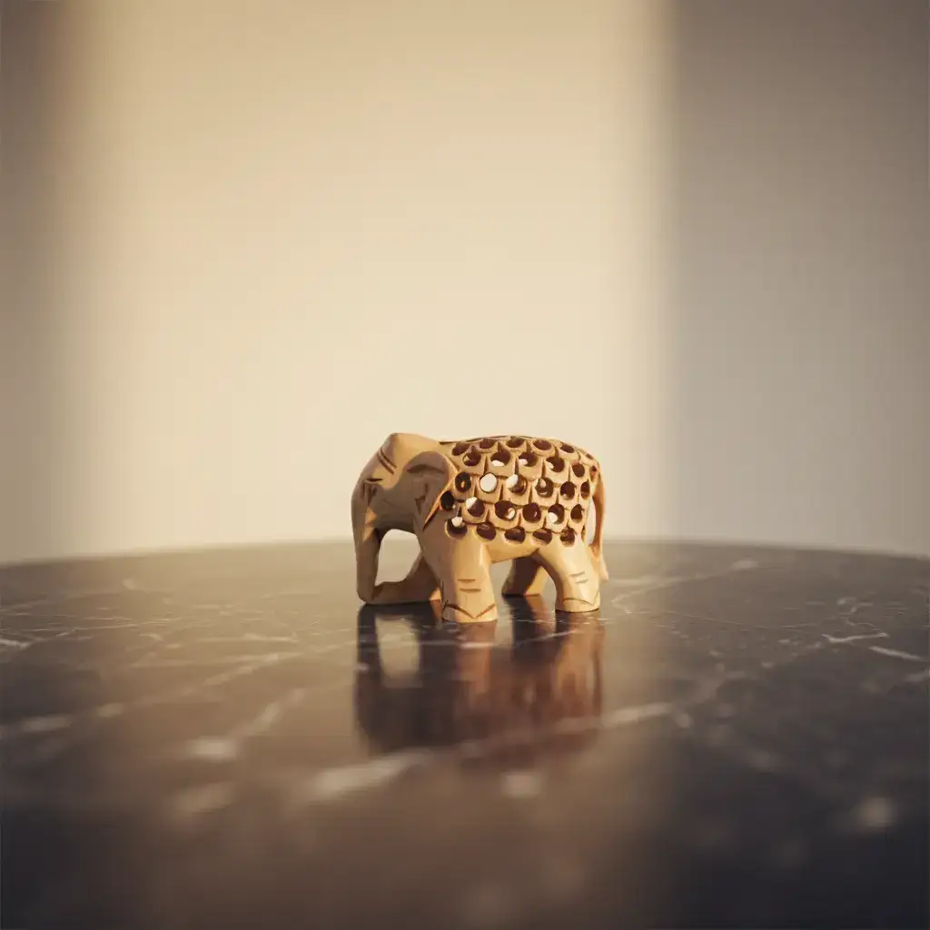 Wooden Elephant with Jali Work | Handmade Indian Craft Sculpture - Image 26