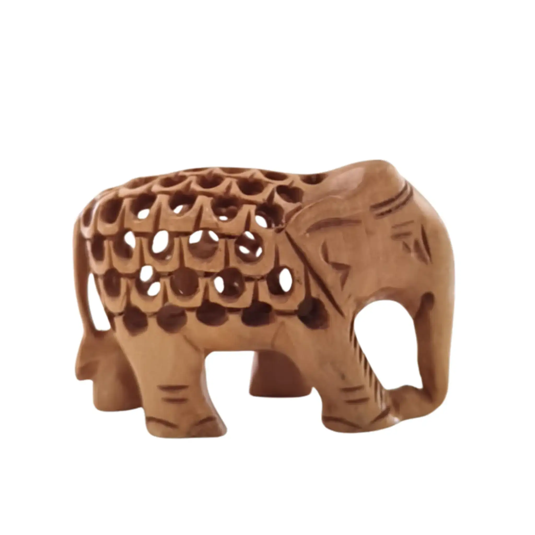 Wooden Elephant with Jali Work | Handmade Indian Craft Sculpture - Image 27