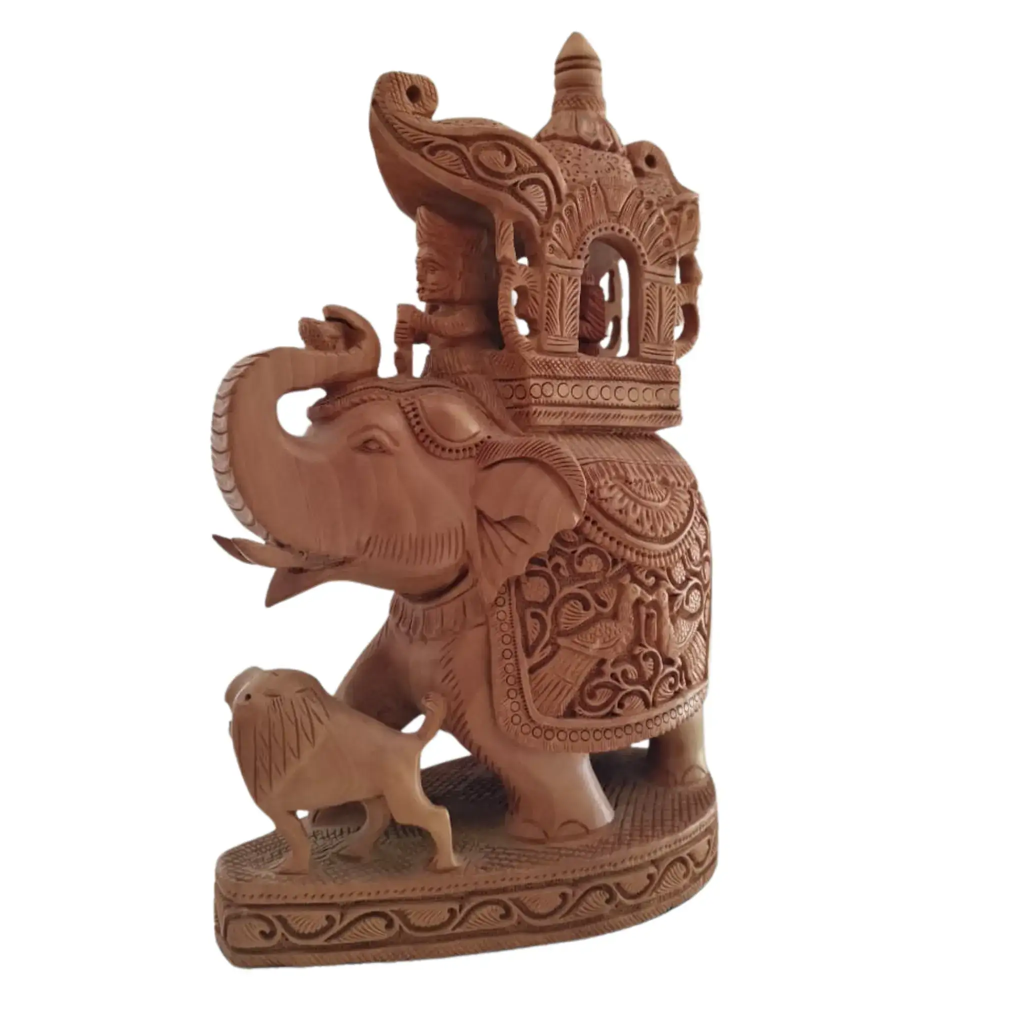 Hand-Carved Wooden Elephant with Ambari | Traditional Indian Decor - Image 7