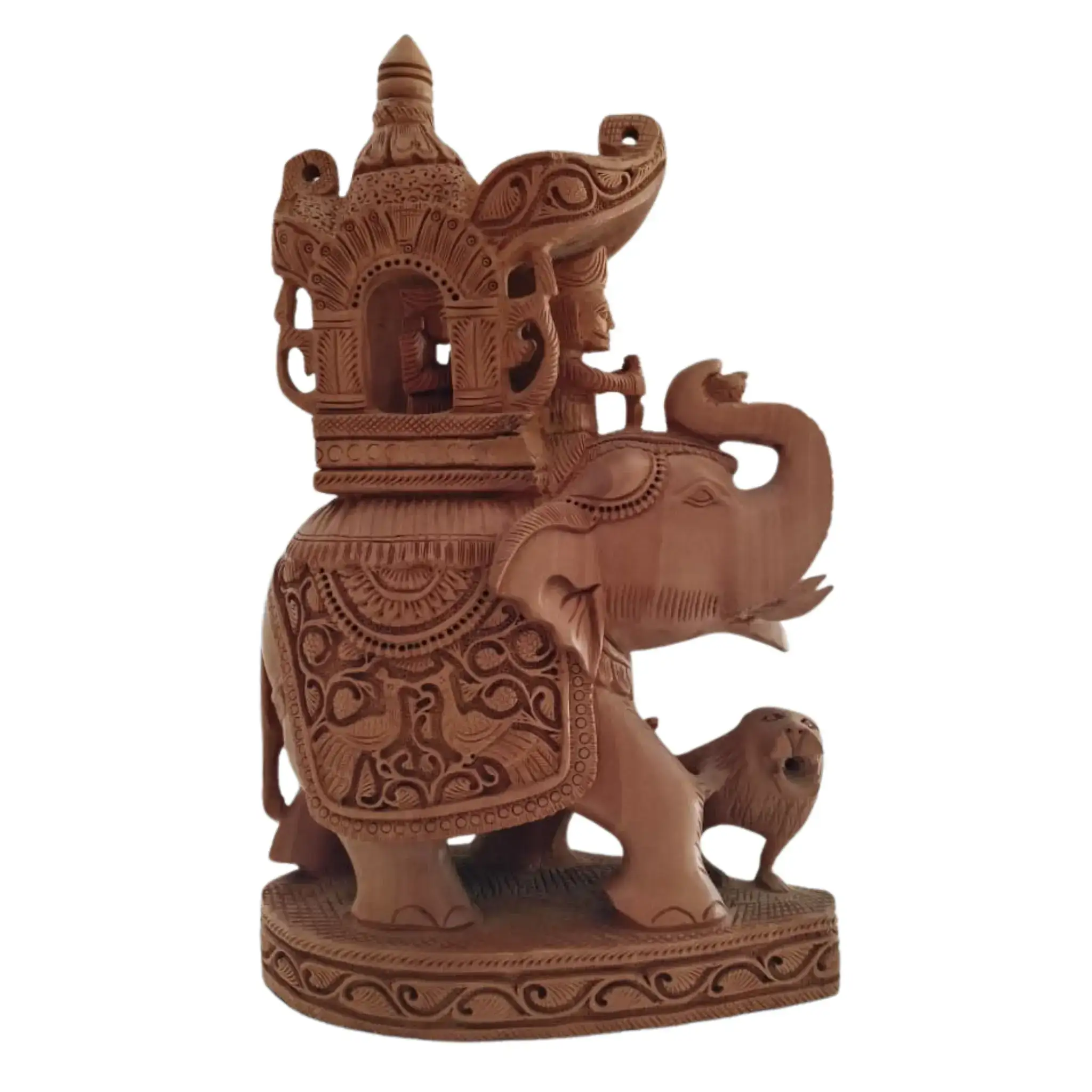 Hand-Carved Wooden Elephant with Ambari | Traditional Indian Decor - Image 8