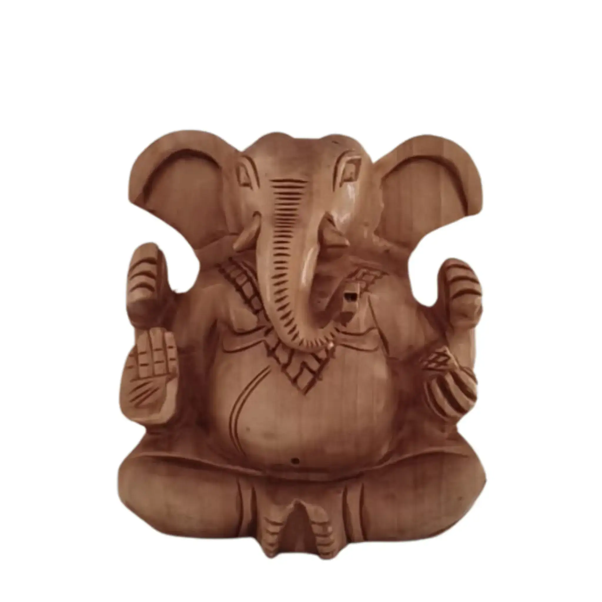 Decorative Wooden Ganesh in Seated Position | Handmade Religious Figurine - Image 10