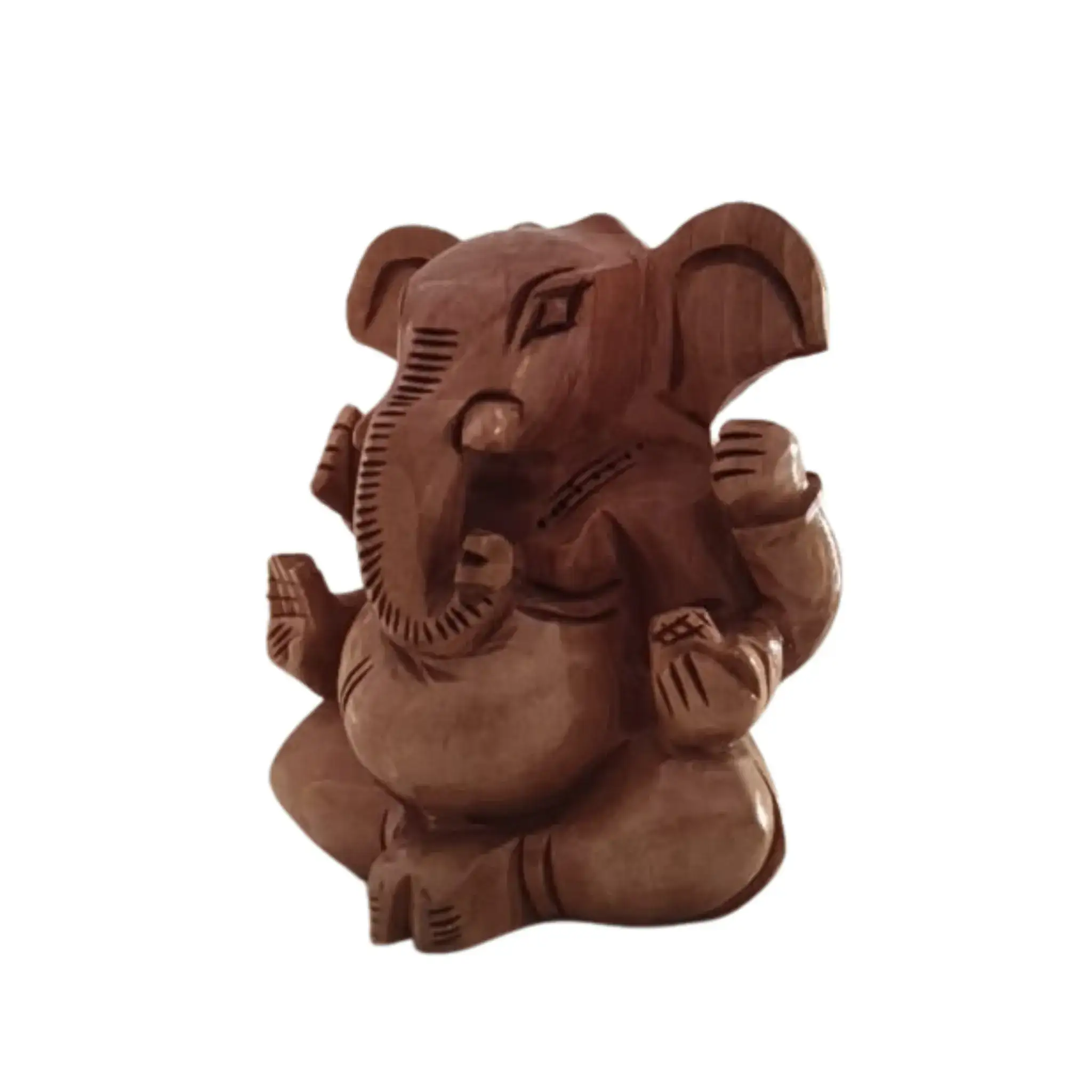 Decorative Wooden Ganesh in Seated Position | Handmade Religious Figurine - Image 14