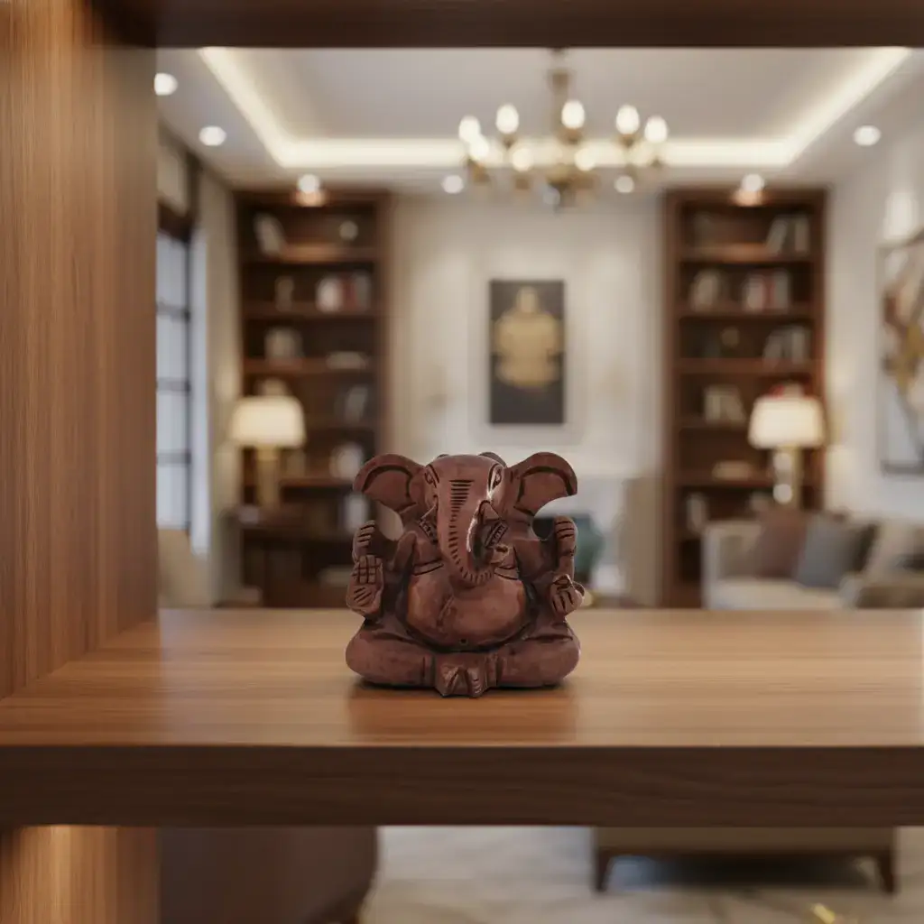 Decorative Wooden Ganesh in Seated Position | Handmade Religious Figurine - Image 19