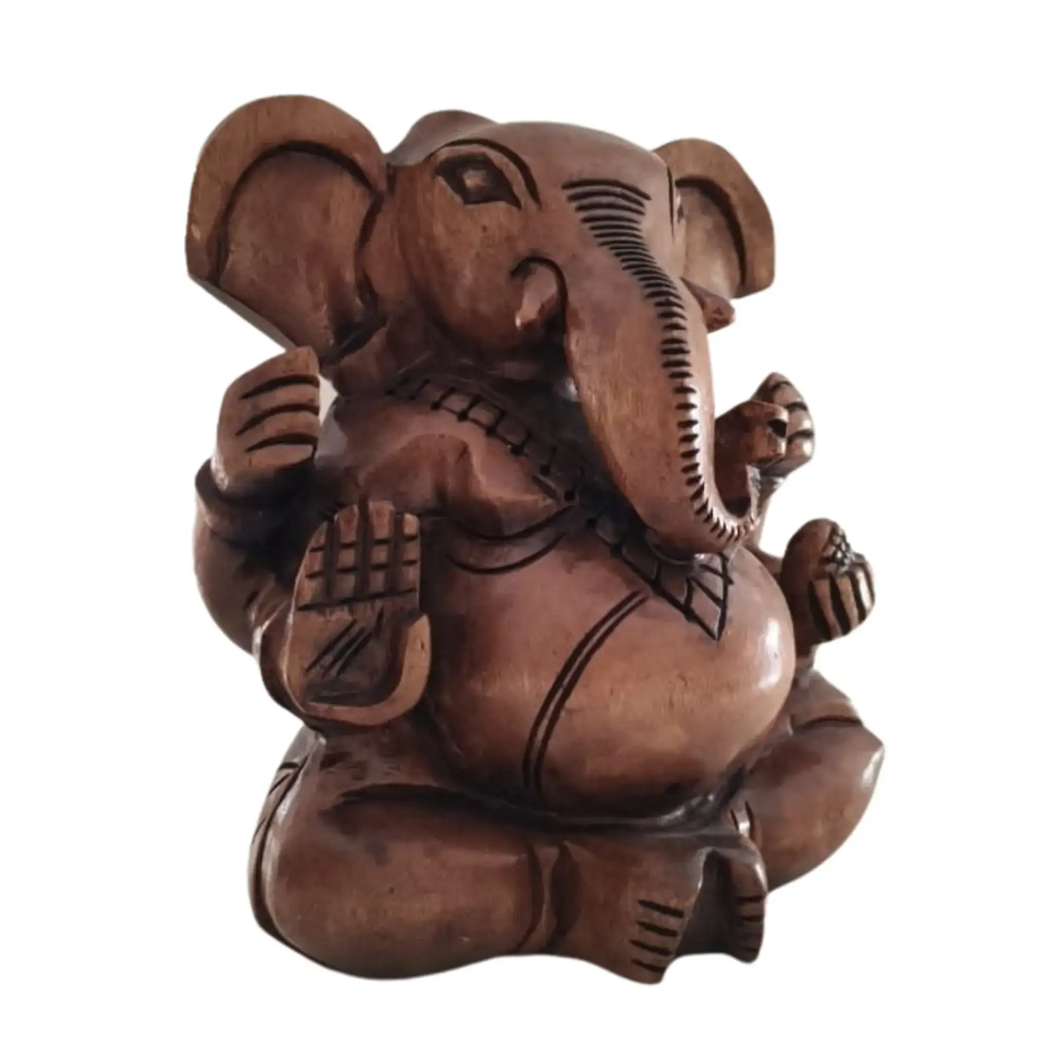 Decorative Wooden Ganesh in Seated Position | Handmade Religious Figurine - Image 3