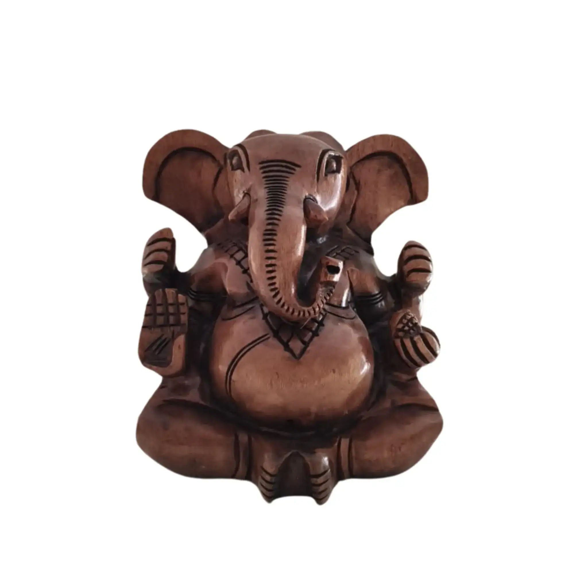 Decorative Wooden Ganesh in Seated Position | Handmade Religious Figurine - Image 4