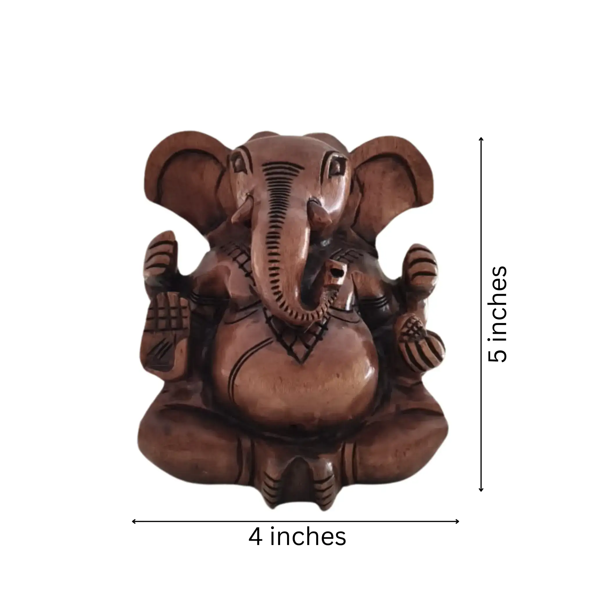 Decorative Wooden Ganesh in Seated Position | Handmade Religious Figurine - Image 6