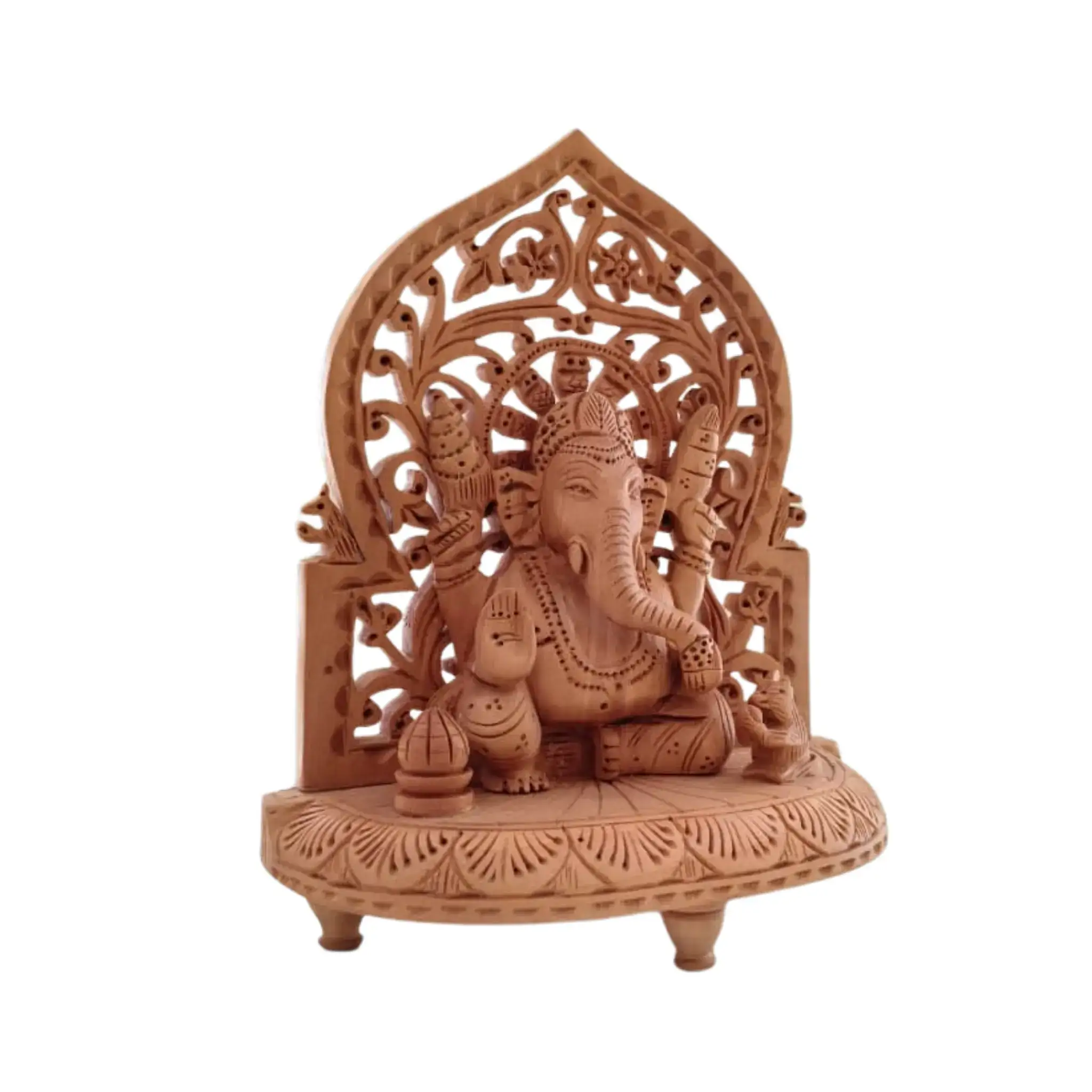 Wooden Lord Ganesh Jali Idol | Artisan Spiritual Sculpture - Image 3