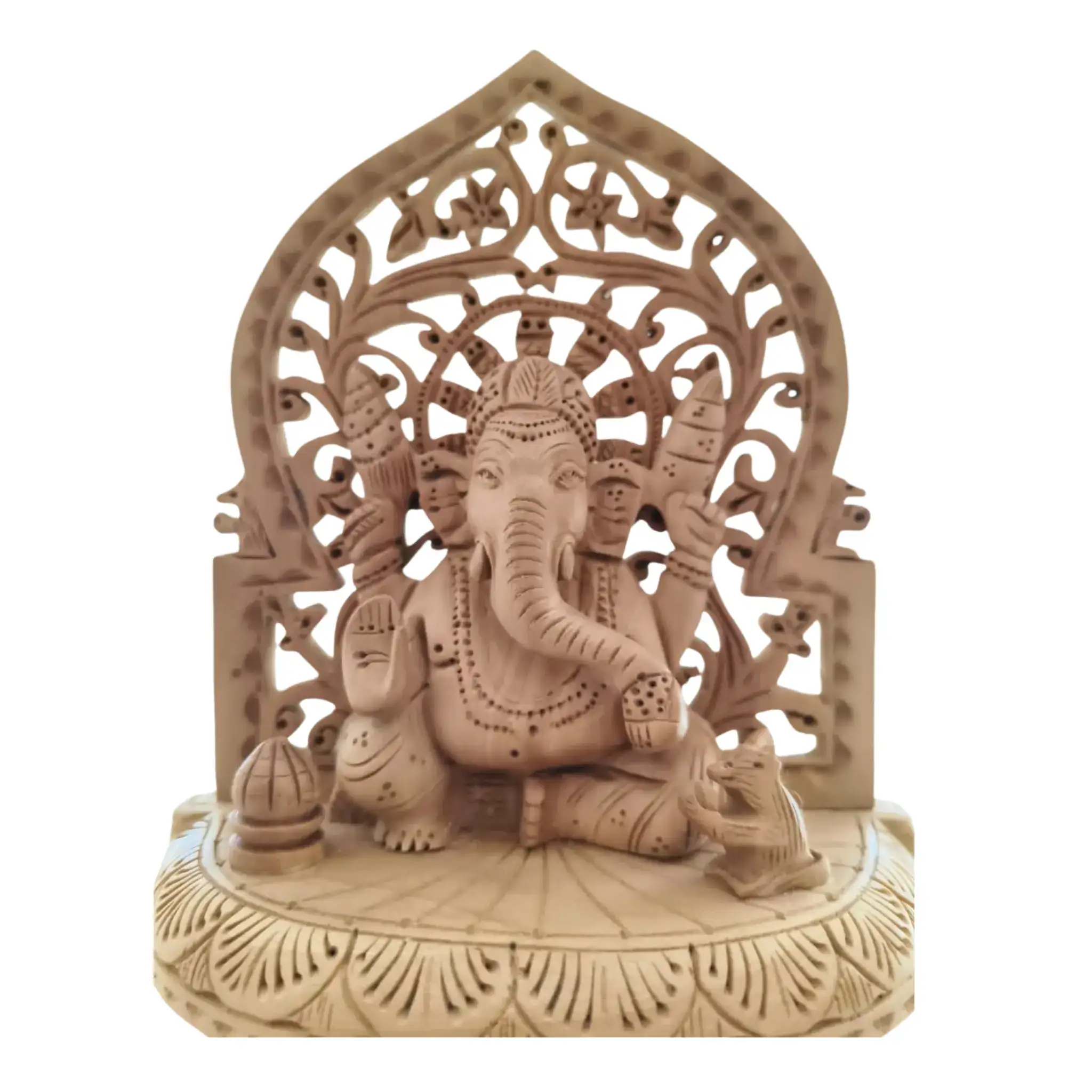Wooden Lord Ganesh Jali Idol | Artisan Spiritual Sculpture - Image 5