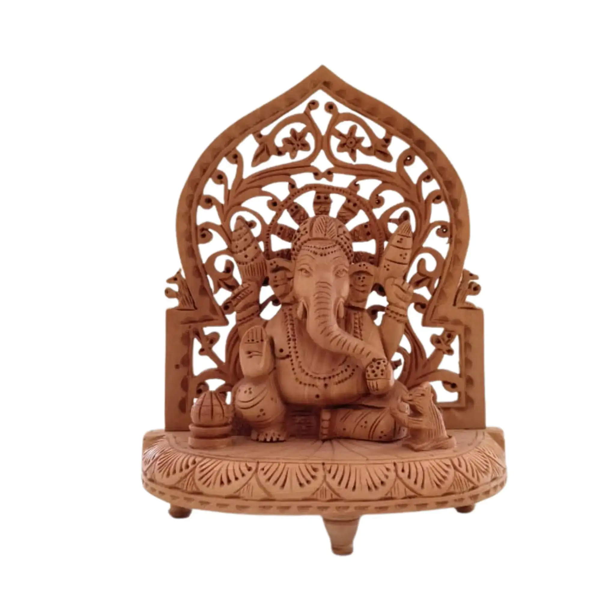 Wooden Lord Ganesh Jali Idol | Artisan Spiritual Sculpture - Image 6