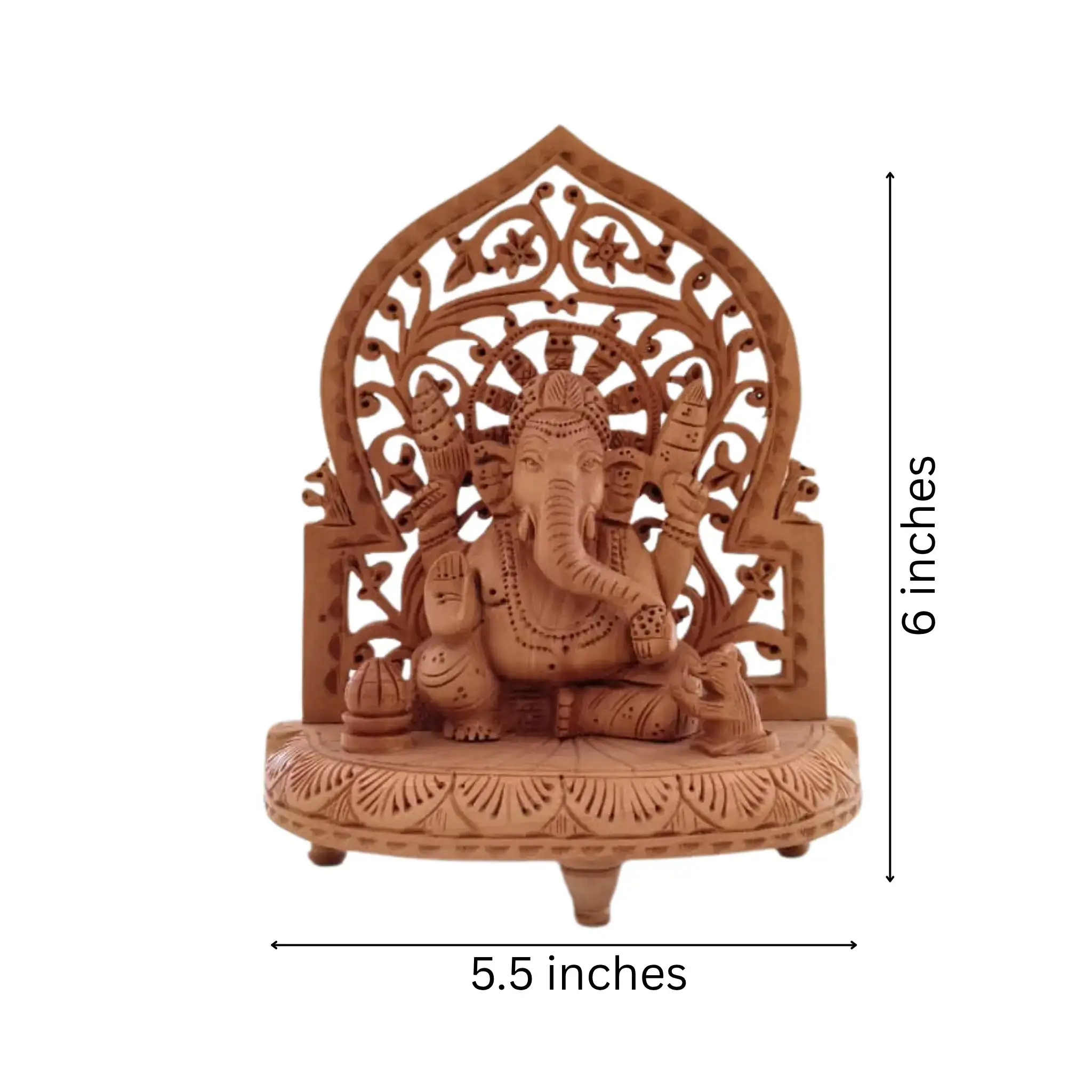 Wooden Lord Ganesh Jali Idol | Artisan Spiritual Sculpture - Image 8