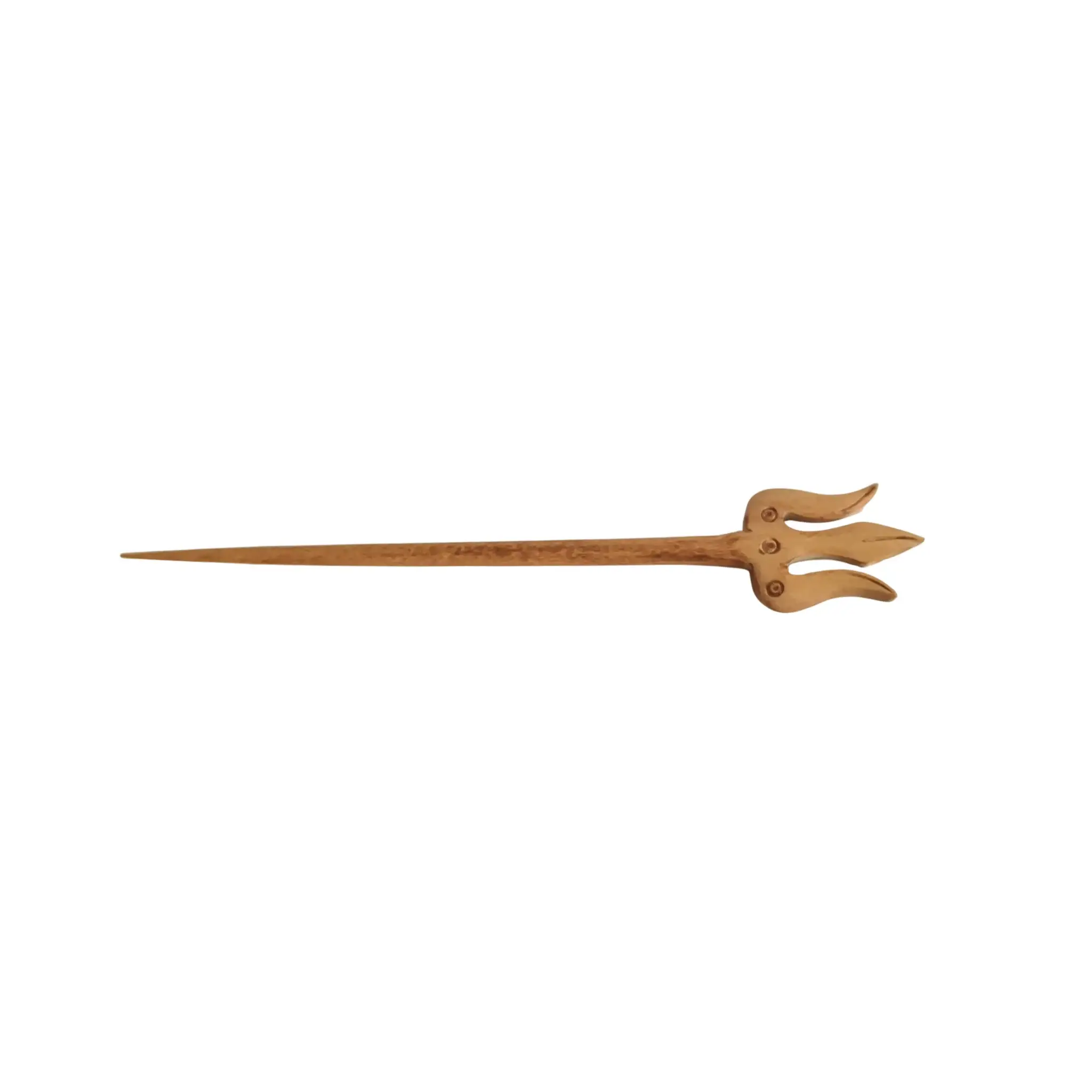 Hand-Carved Wooden Trishula Hair Stick / Hair Pin - Image 2