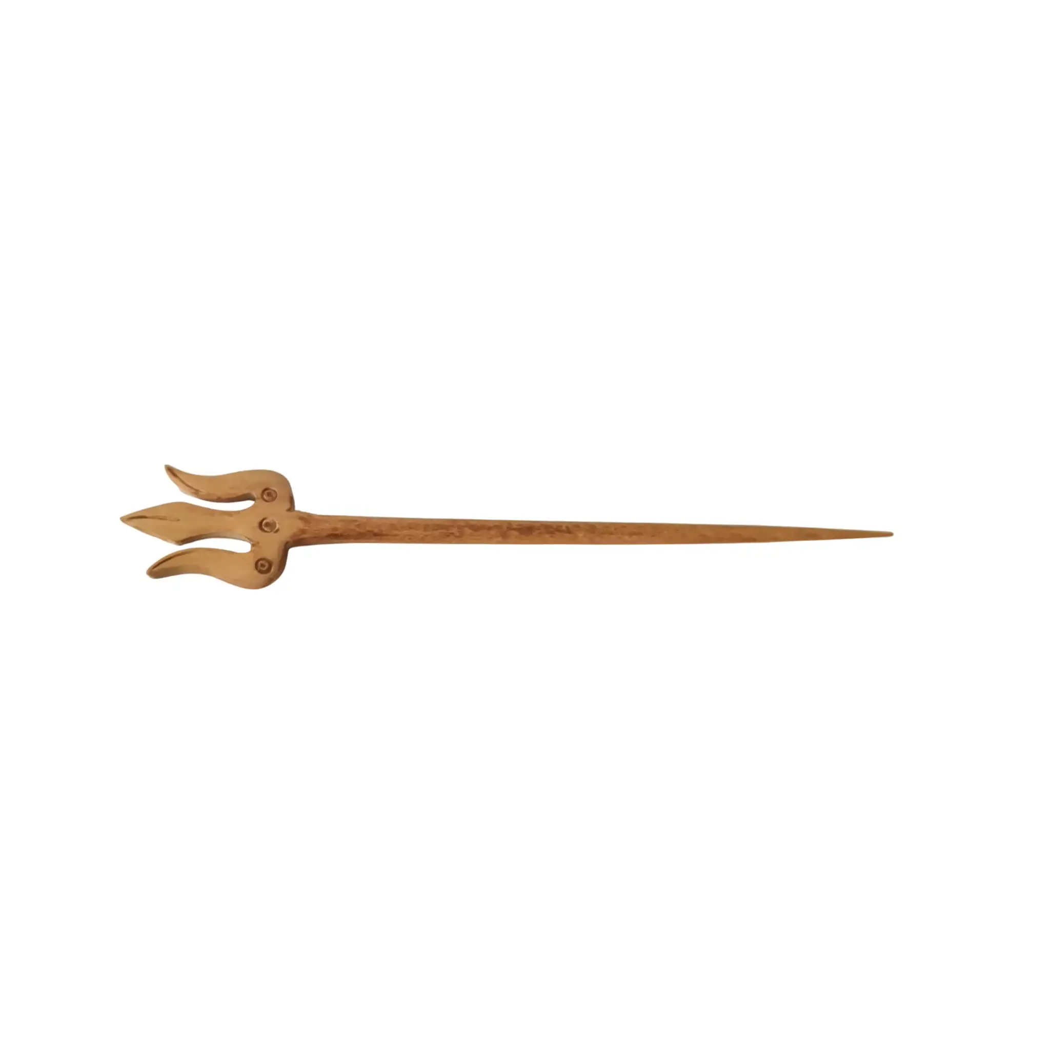 Hand-Carved Wooden Trishula Hair Stick / Hair Pin - Image 3