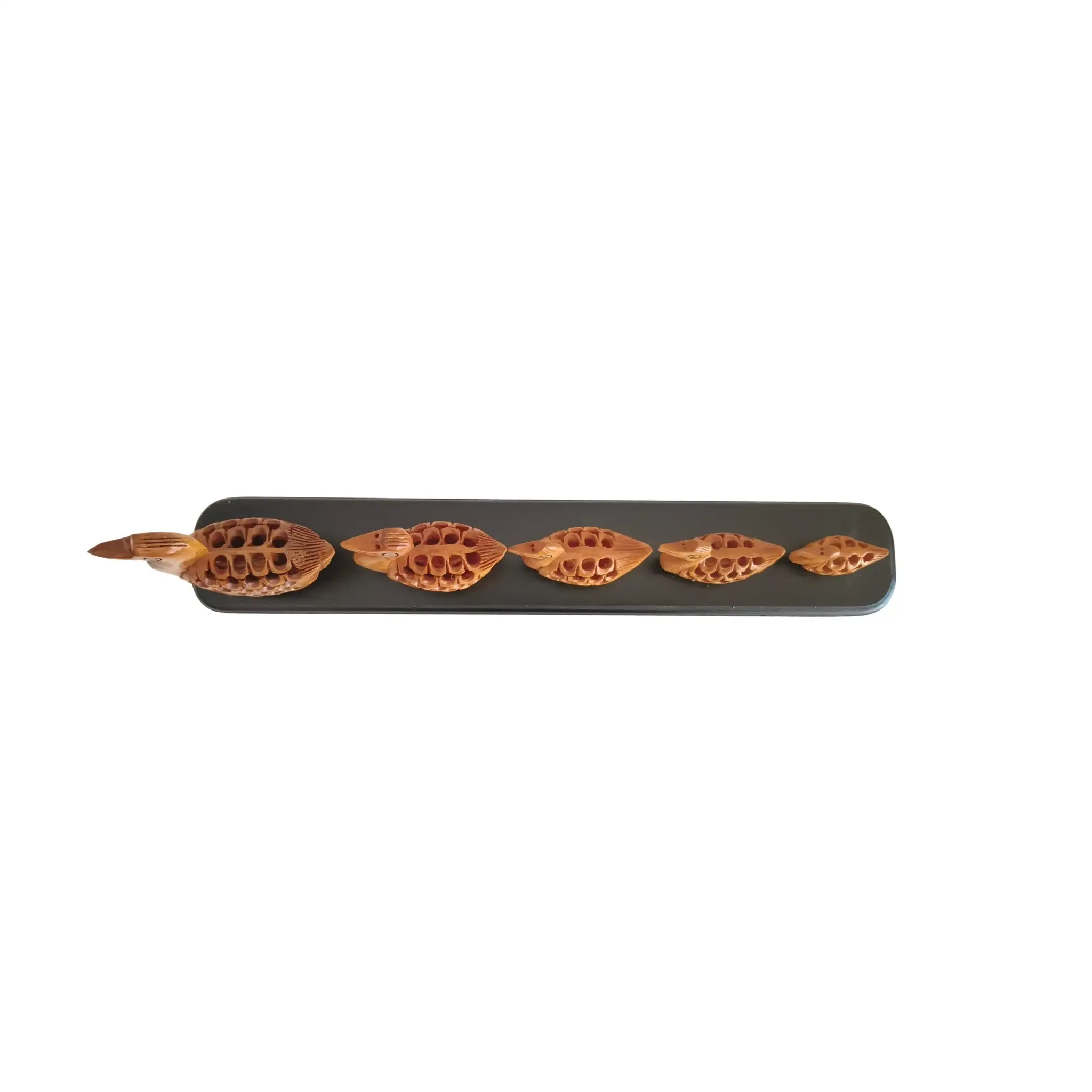 Charming Wooden Jali Work Duck Family Sculpture on Display Base - Image 3