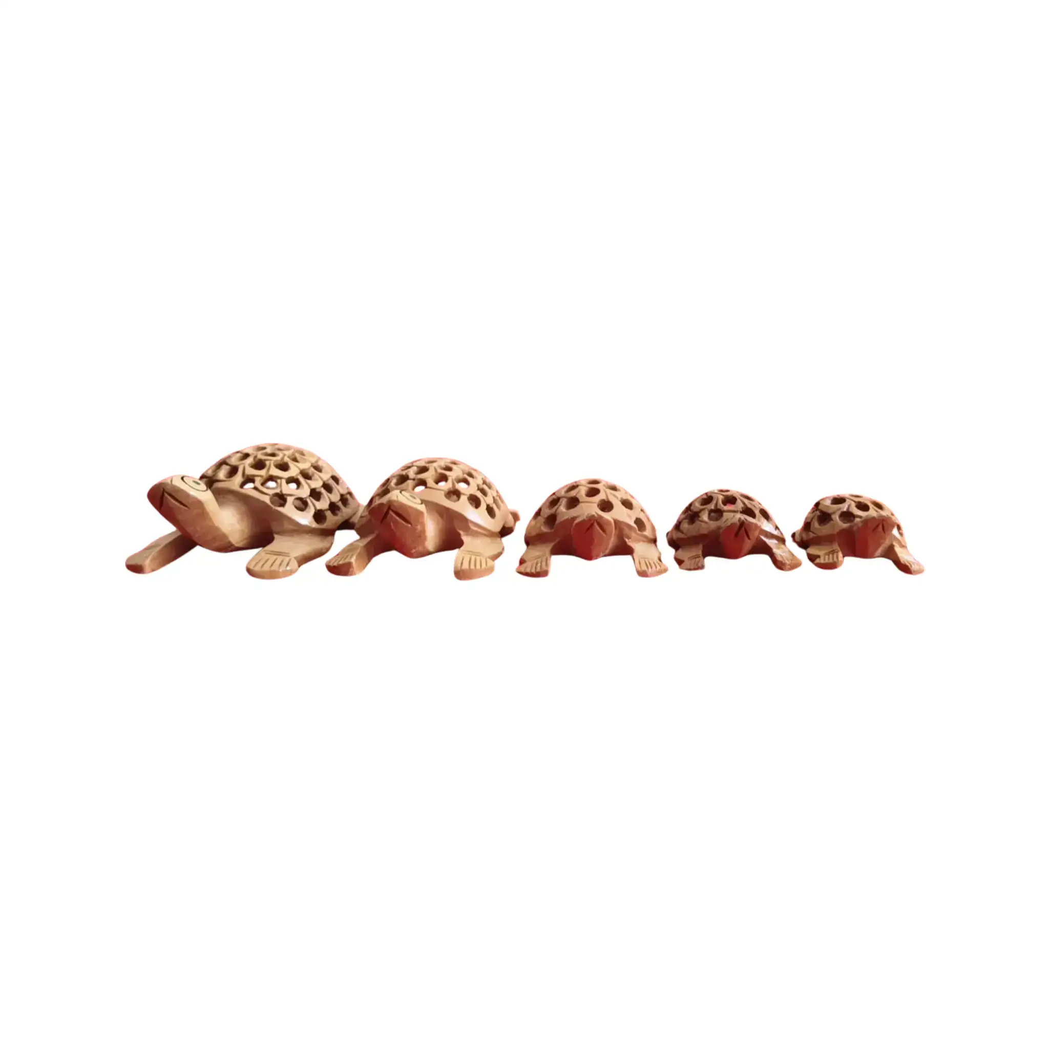 Wooden Jali Tortoise Family – Artisan Carved Traditional Home Decor - Image 2
