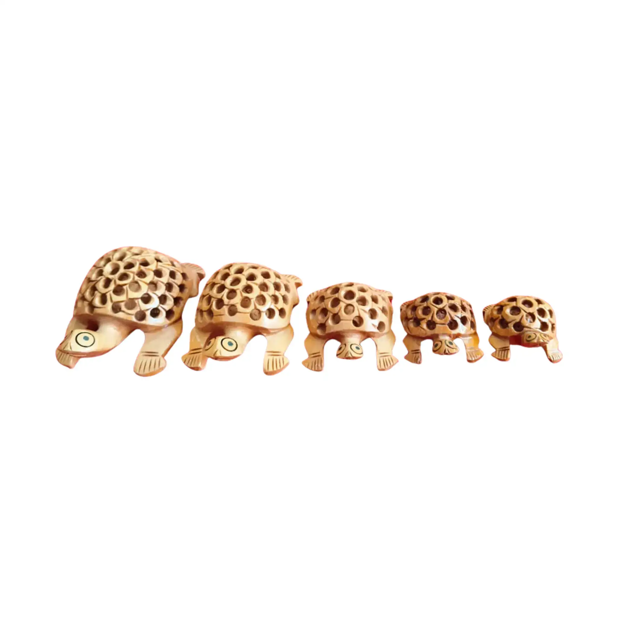 Wooden Jali Tortoise Family – Artisan Carved Traditional Home Decor - Image 3