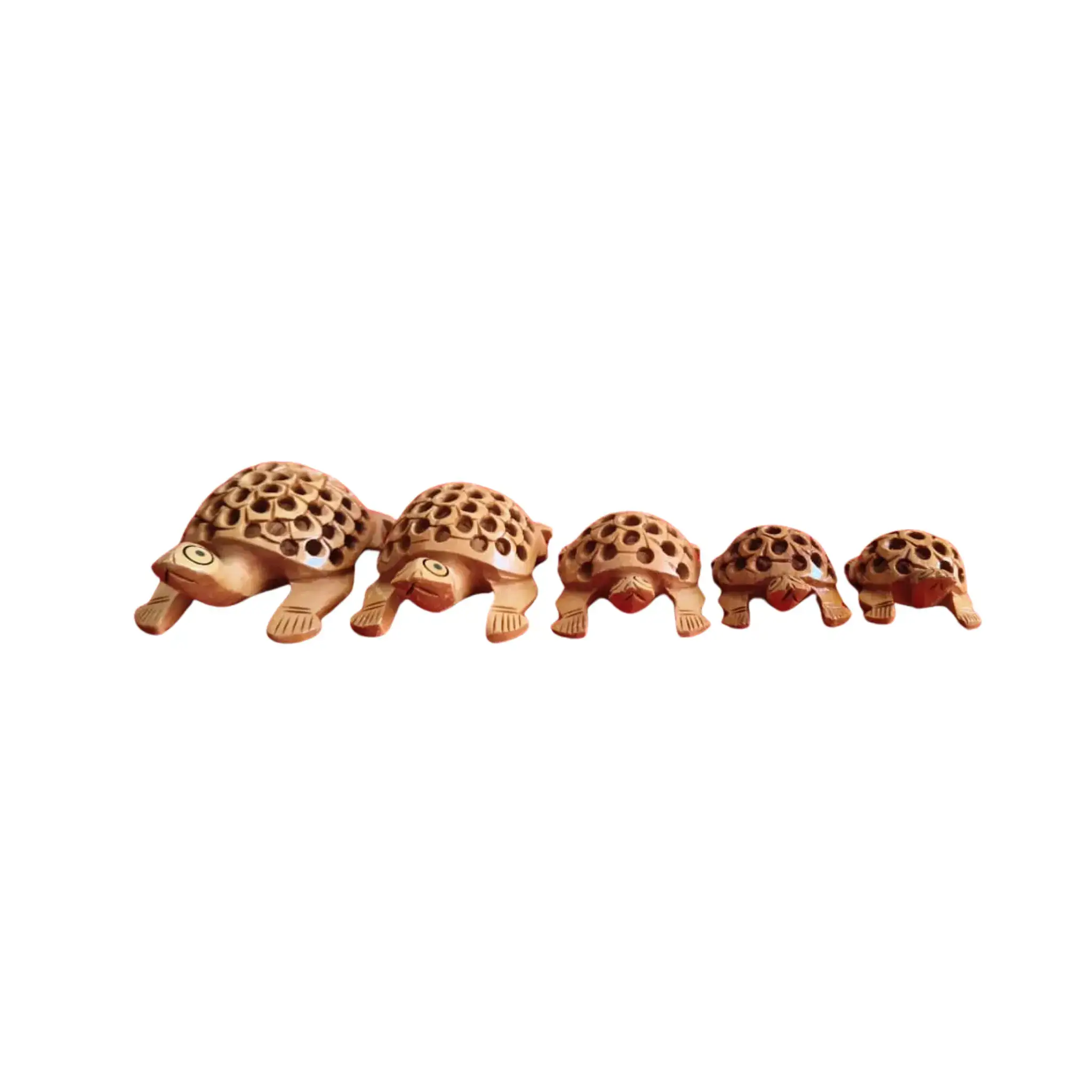 Wooden Jali Tortoise Family – Artisan Carved Traditional Home Decor - Image 4