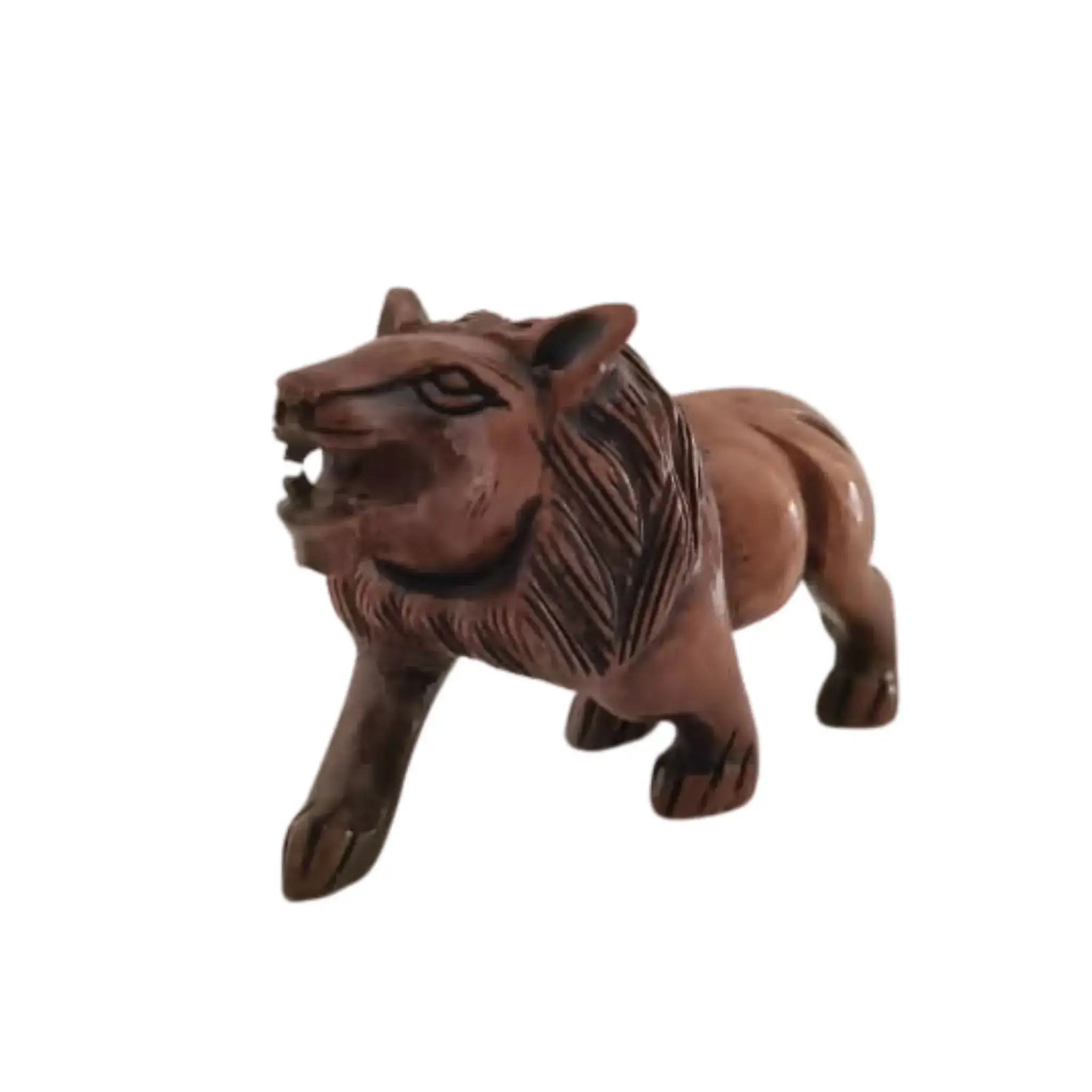 Wooden Lion Carving | Intricate Hand-Carved Animal Statue - Image 3