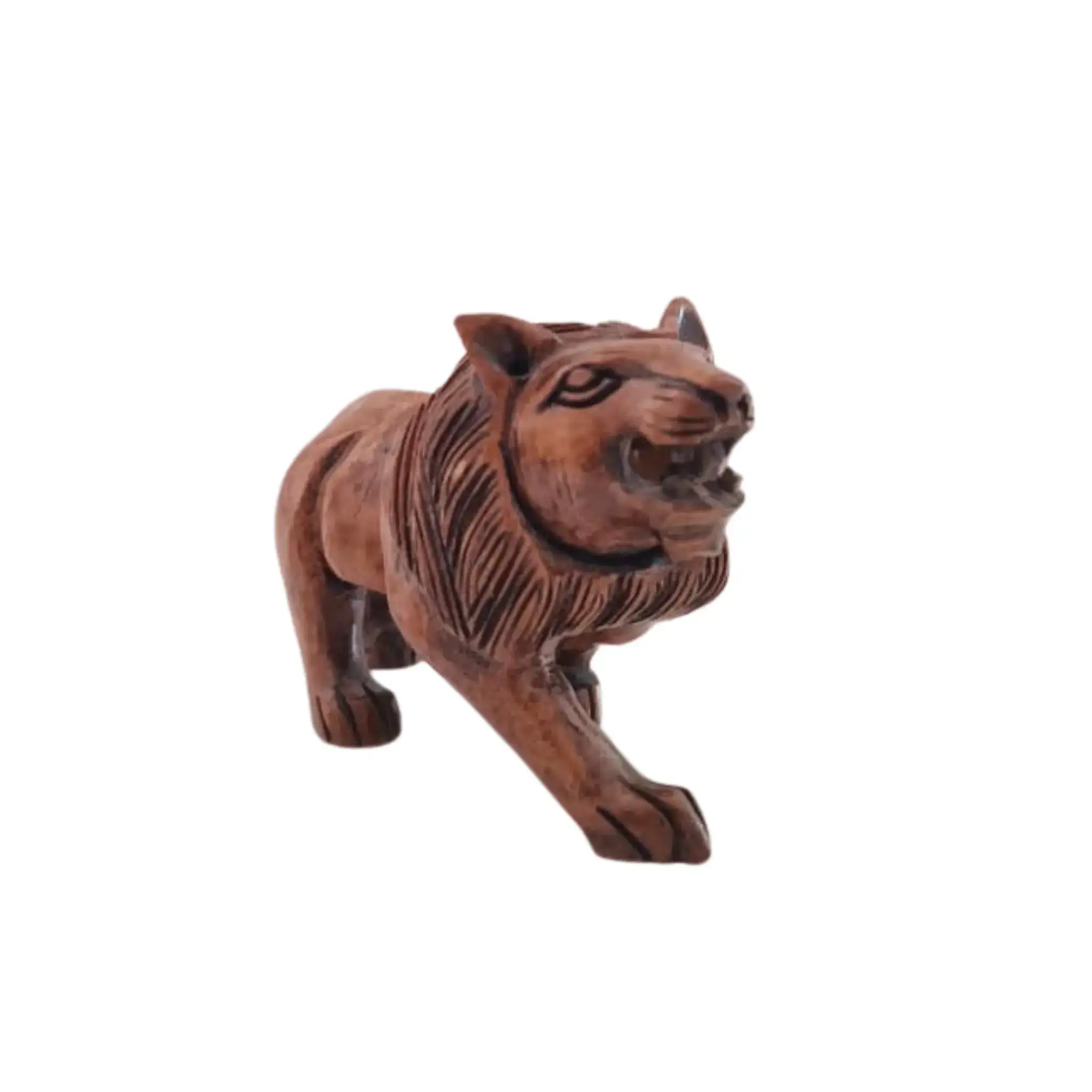 Wooden Lion Carving | Intricate Hand-Carved Animal Statue - Image 4