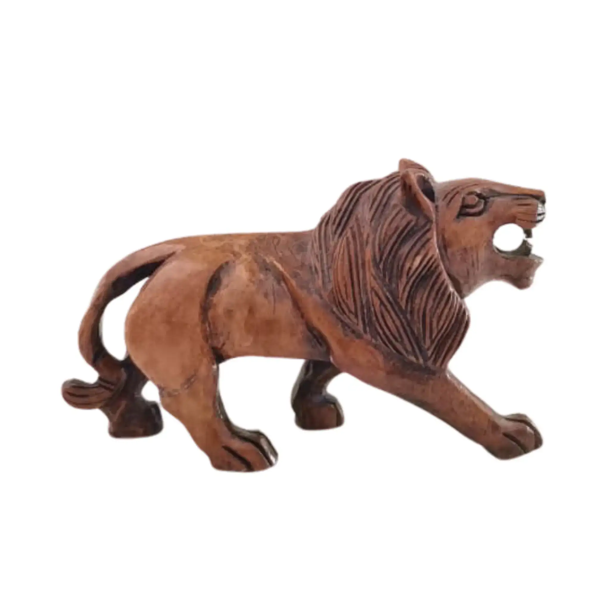 Wooden Lion Carving | Intricate Hand-Carved Animal Statue - Image 5