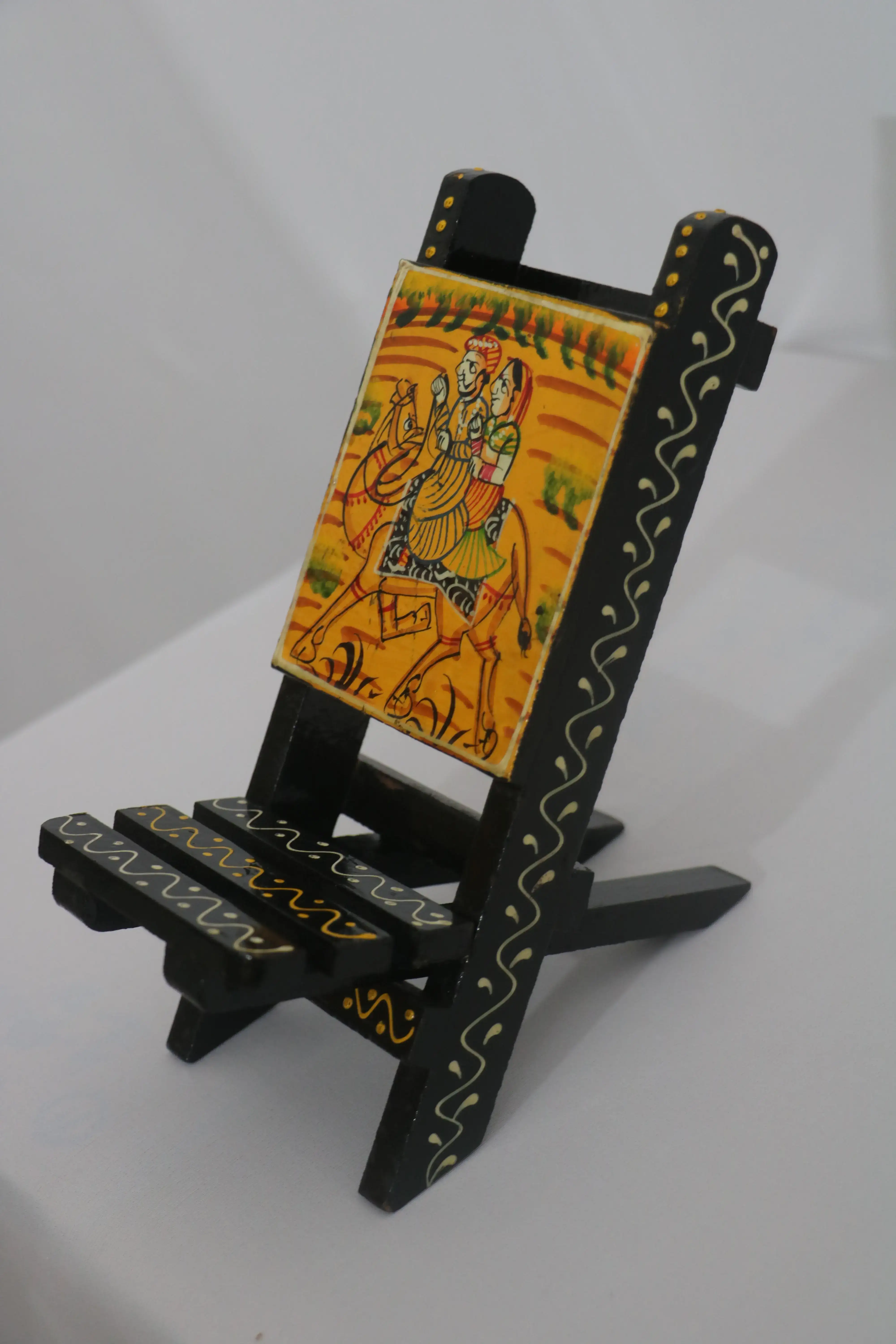 Handcrafted Wooden Mobile Stand | Colorful Hand-Painted Design - Image 3