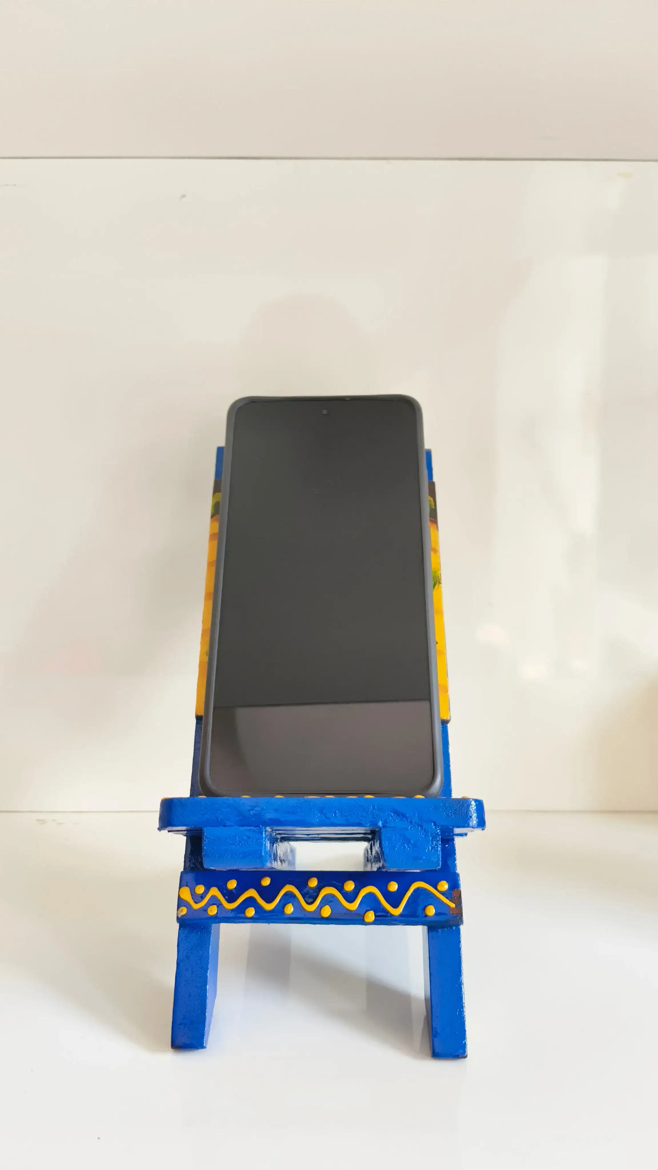 Handcrafted Wooden Mobile Stand | Colorful Hand-Painted Design - Image 9