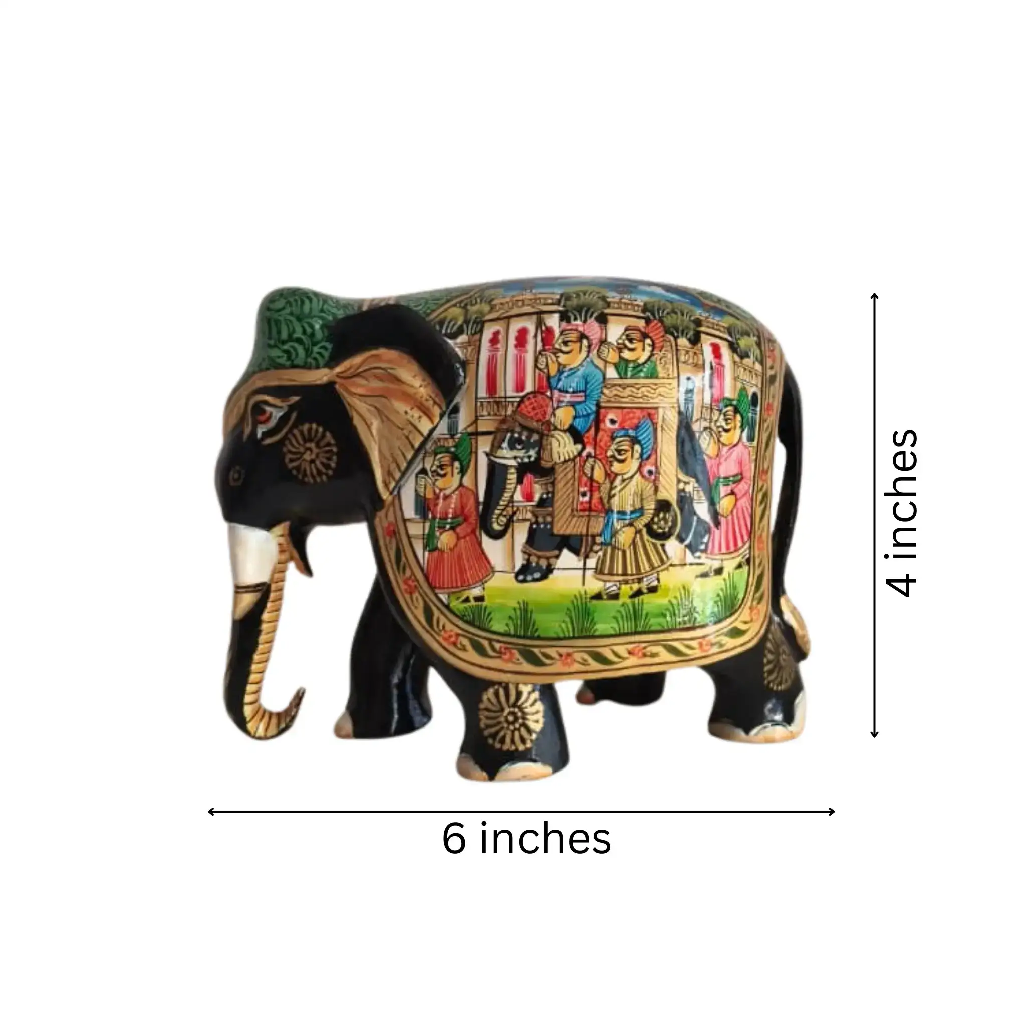 Black Painted Wooden Mughal Elephants – Elegant Decorative Figurines - Image 14