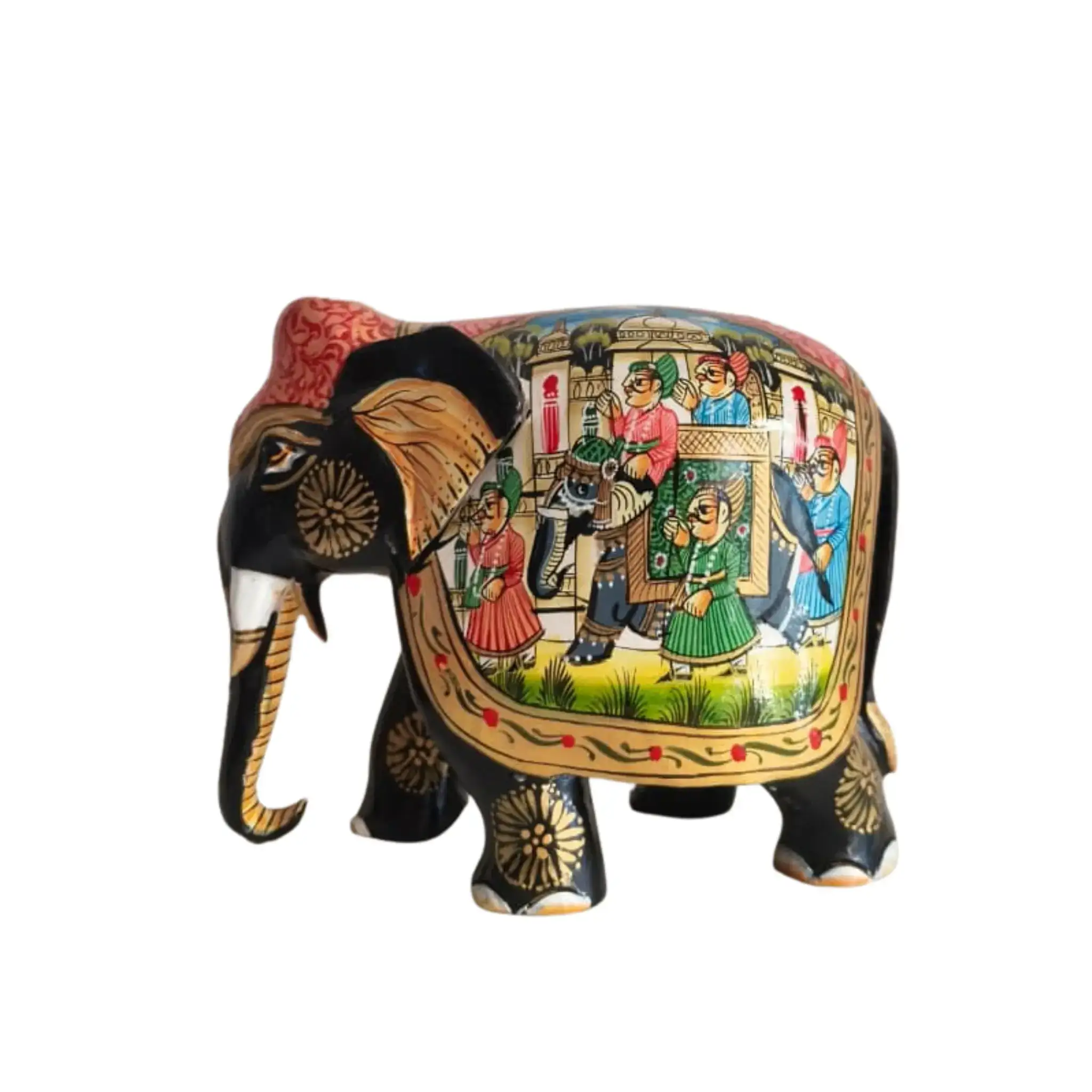 Black Painted Wooden Mughal Elephants – Elegant Decorative Figurines - Image 17