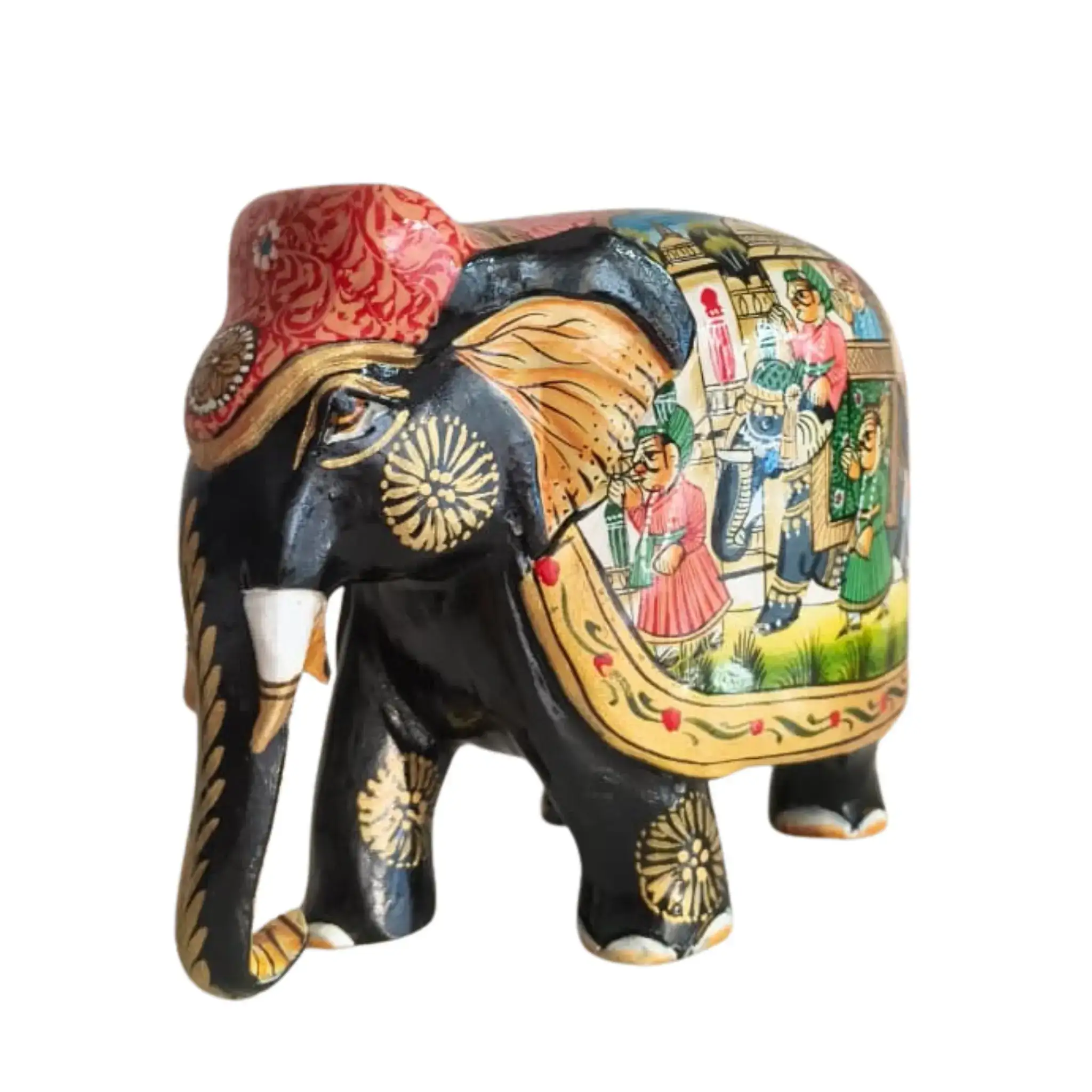 Black Painted Wooden Mughal Elephants – Elegant Decorative Figurines - Image 18