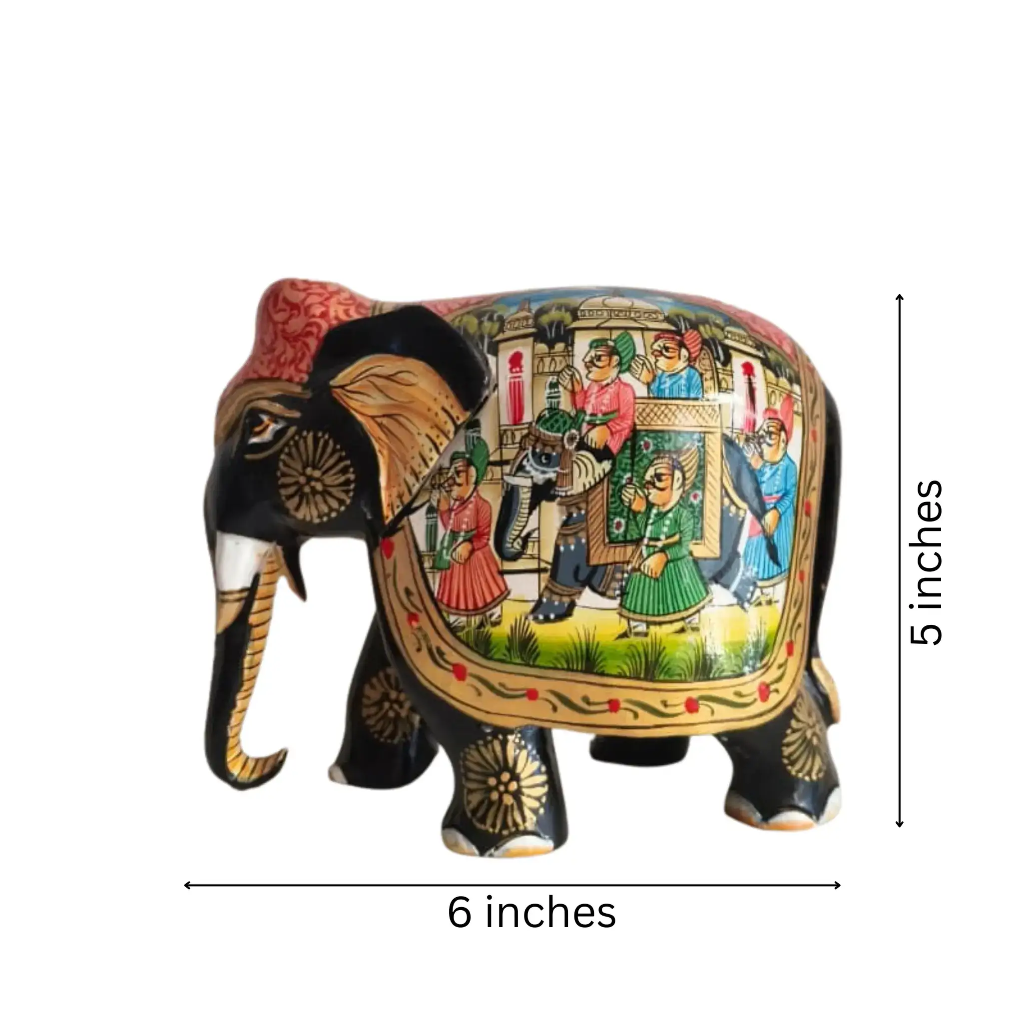 Black Painted Wooden Mughal Elephants – Elegant Decorative Figurines - Image 20