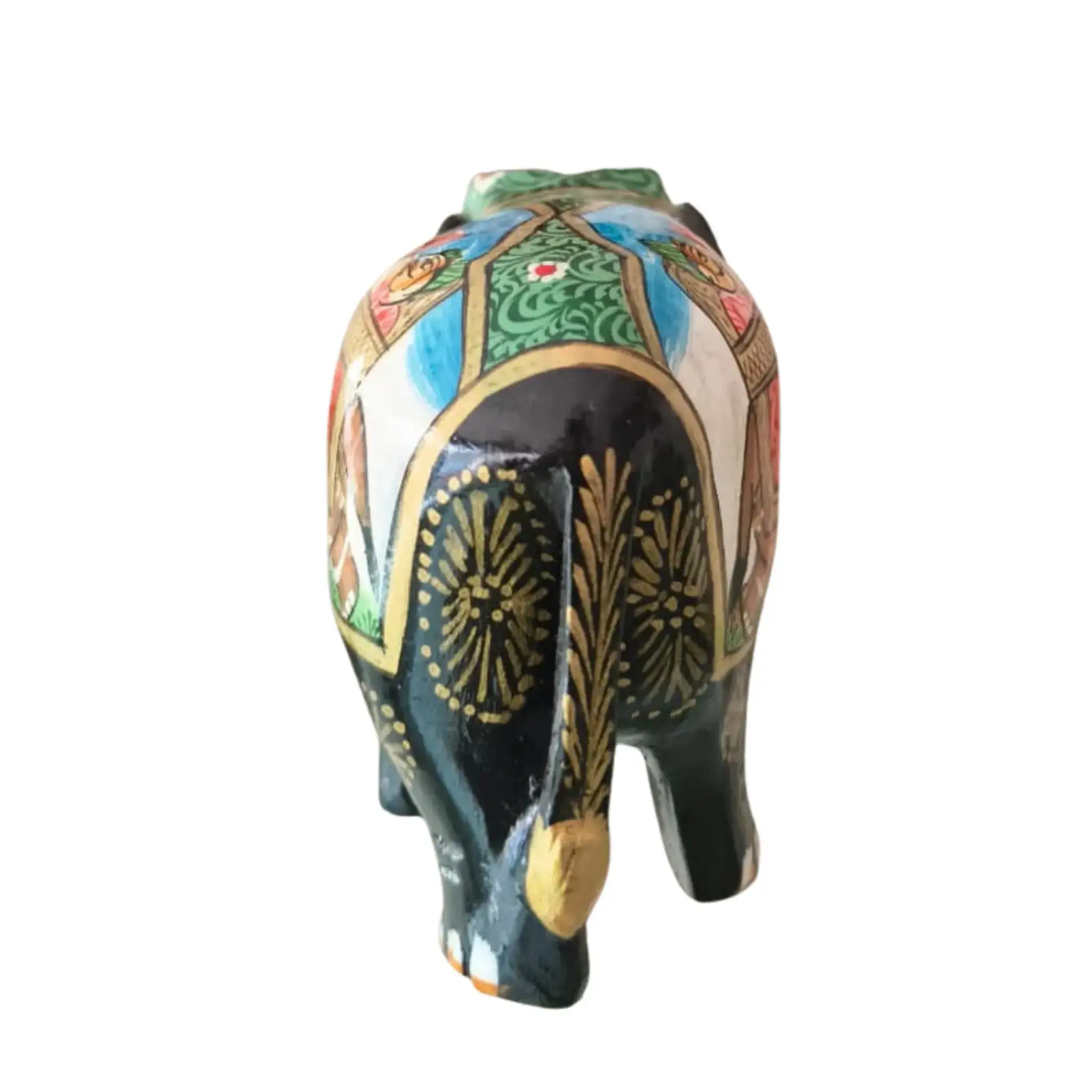 Black Painted Wooden Mughal Elephants – Elegant Decorative Figurines - Image 26