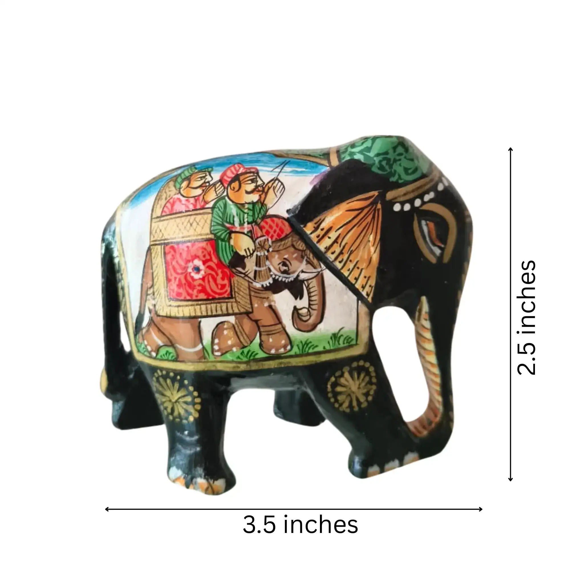 Black Painted Wooden Mughal Elephants – Elegant Decorative Figurines - Image 27