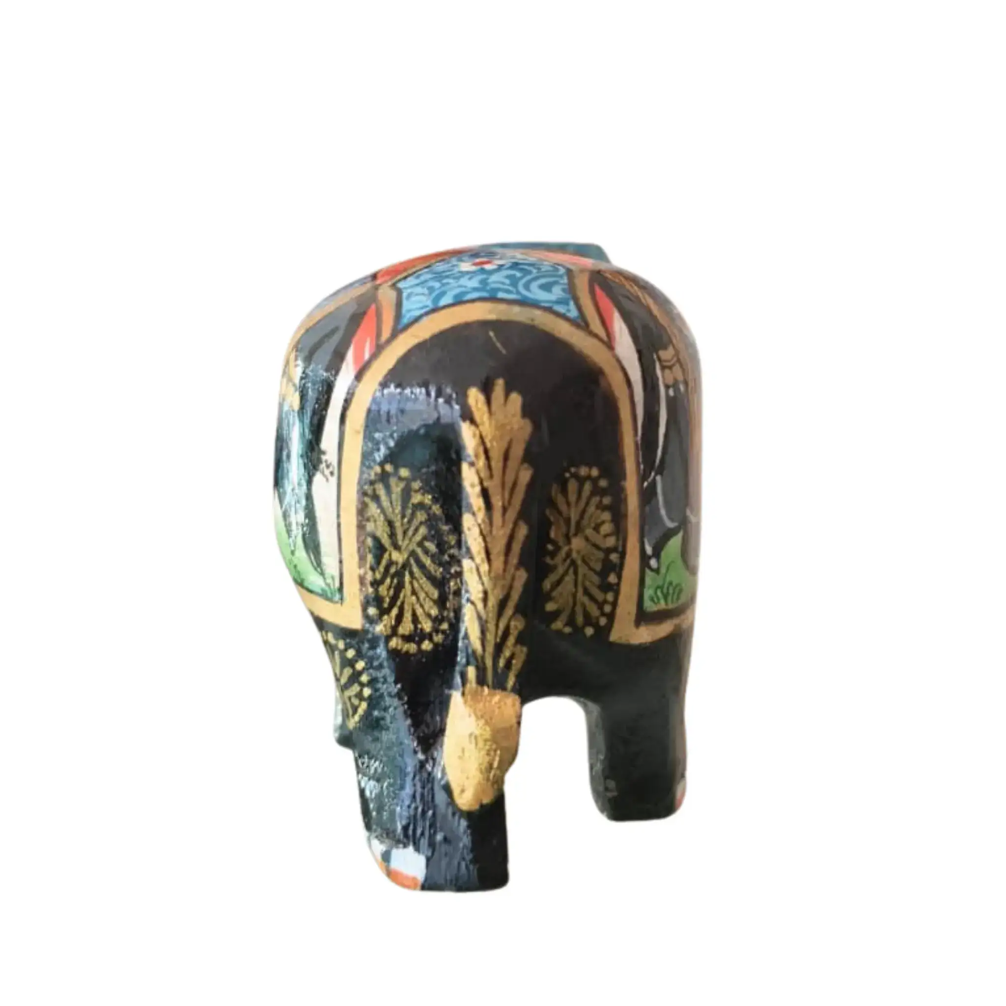 Black Painted Wooden Mughal Elephants – Elegant Decorative Figurines - Image 34
