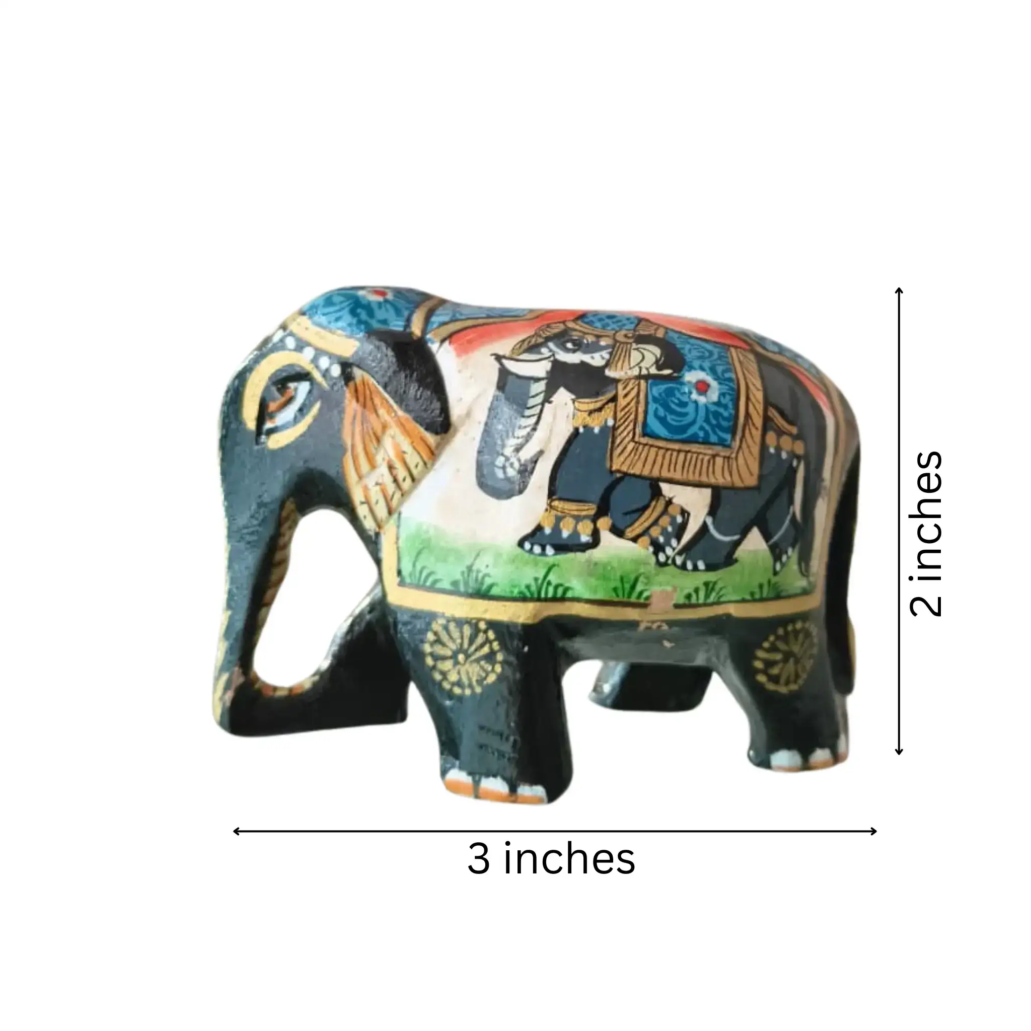 Black Painted Wooden Mughal Elephants – Elegant Decorative Figurines - Image 35