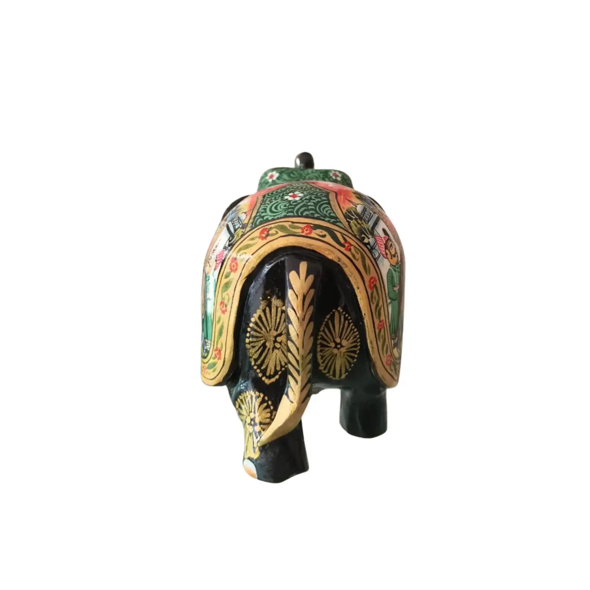 Black Painted Wooden Mughal Elephants – Elegant Decorative Figurines - Image 42
