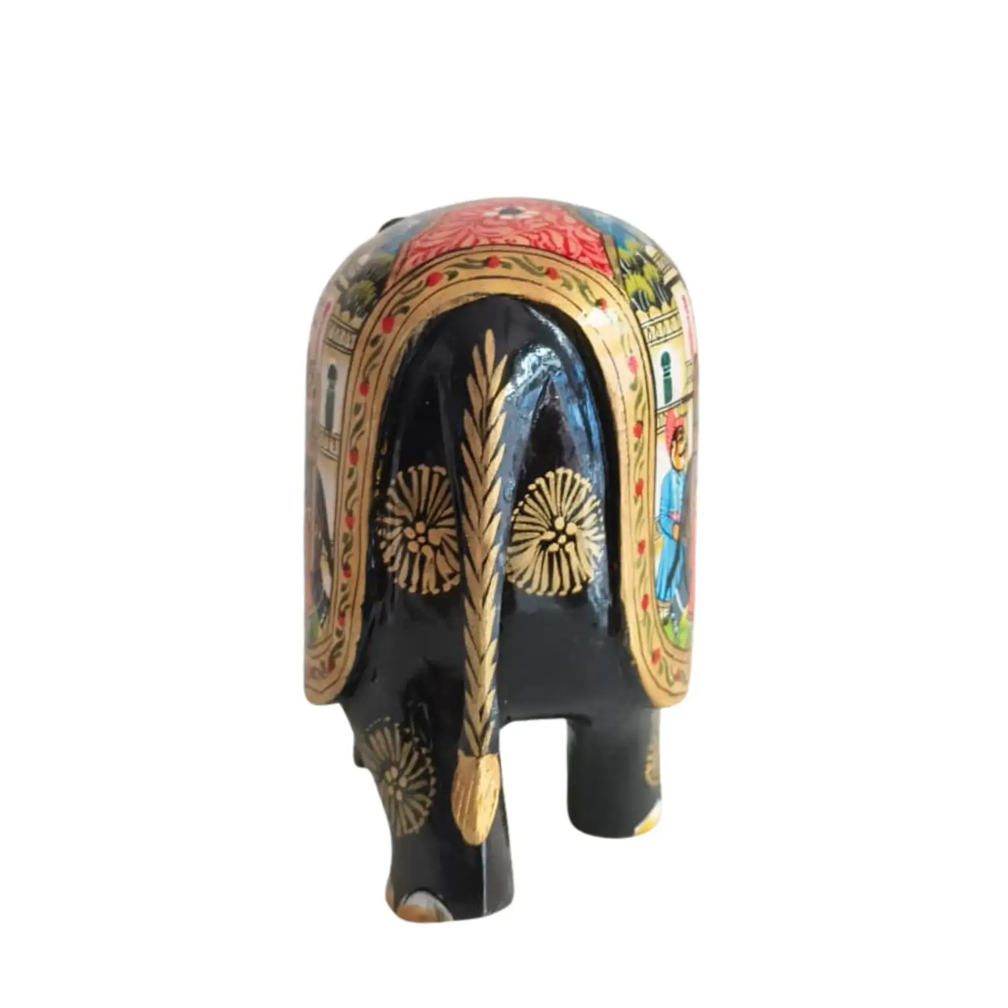Black Painted Wooden Mughal Elephants – Elegant Decorative Figurines - Image 7