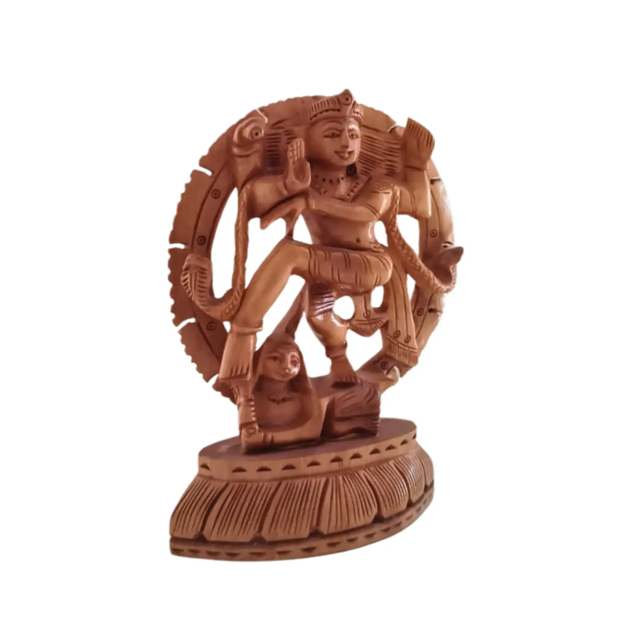 Intricately Carved Wooden Nataraja | Lord Shiva Cosmic Dance Statue - Image 3