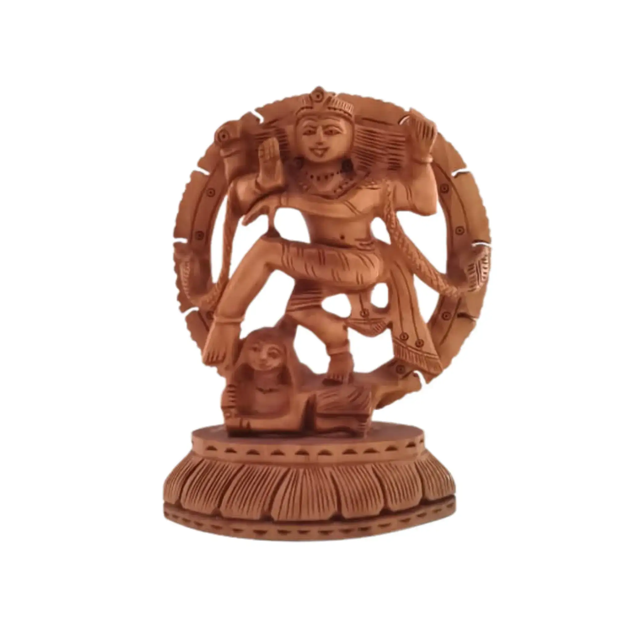 Intricately Carved Wooden Nataraja | Lord Shiva Cosmic Dance Statue - Image 5