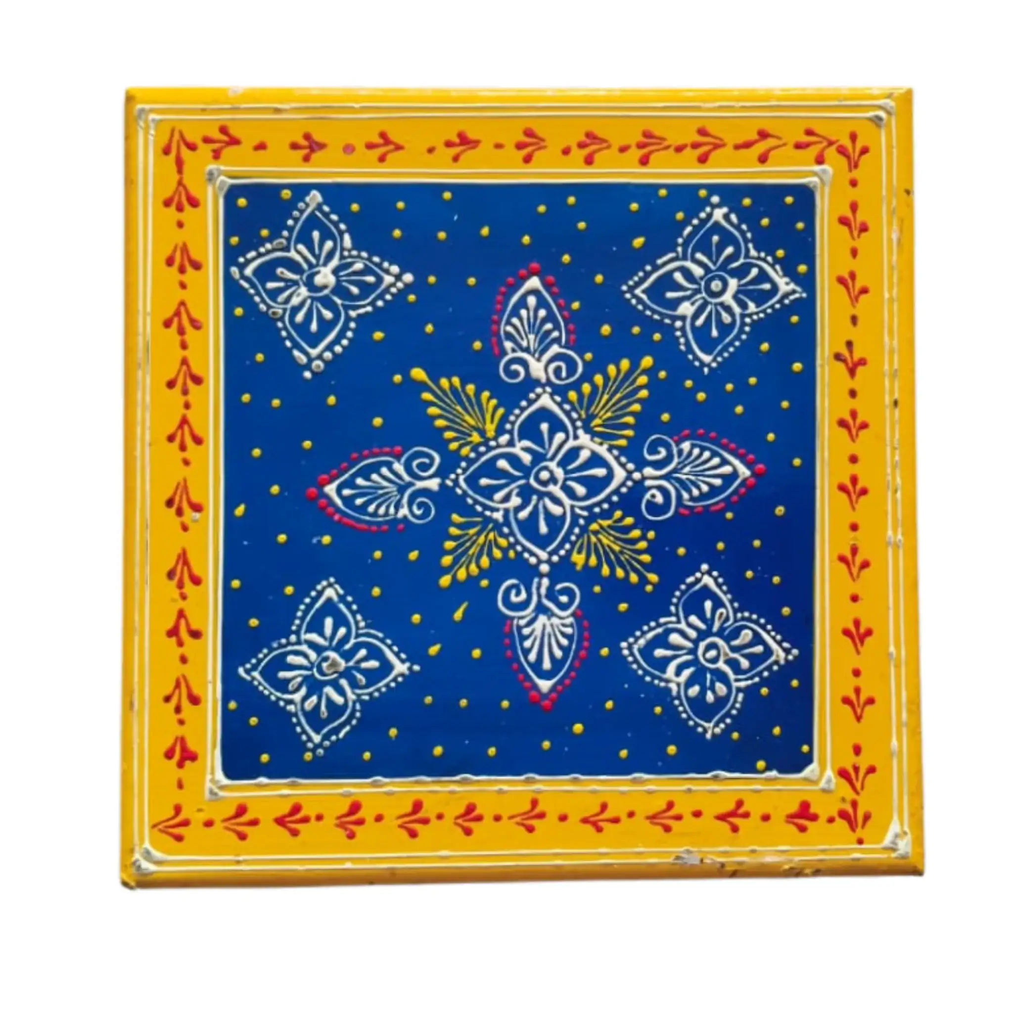 Hand-Painted Wooden Stool For Pooja (Chowki) with Traditional Design - Image 20