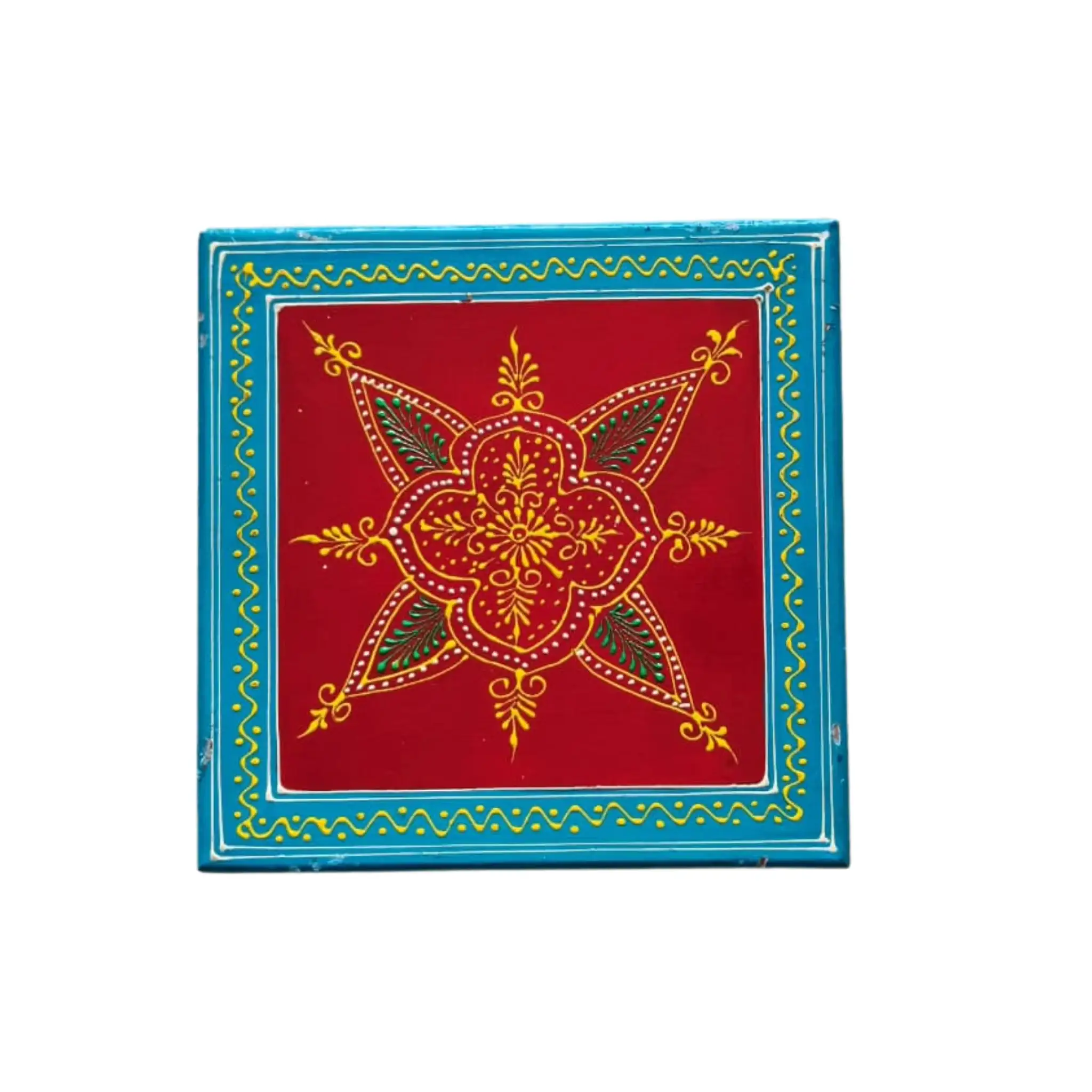 Hand-Painted Wooden Stool For Pooja (Chowki) with Traditional Design - Image 23