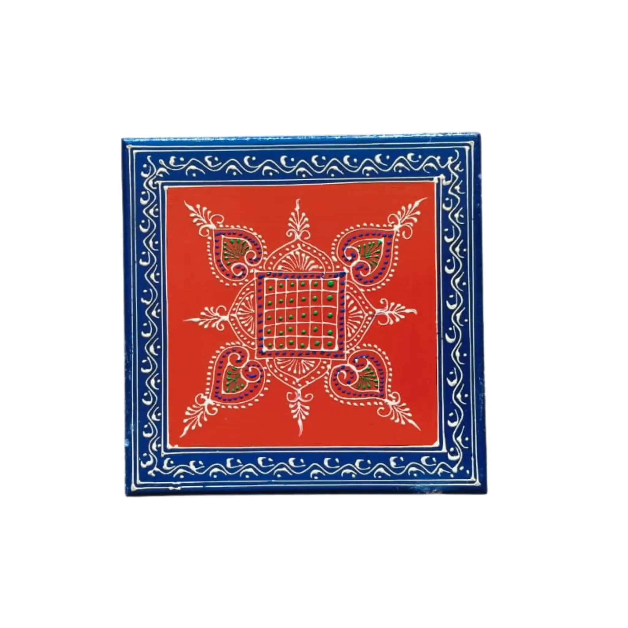 Hand-Painted Wooden Stool For Pooja (Chowki) with Traditional Design - Image 26