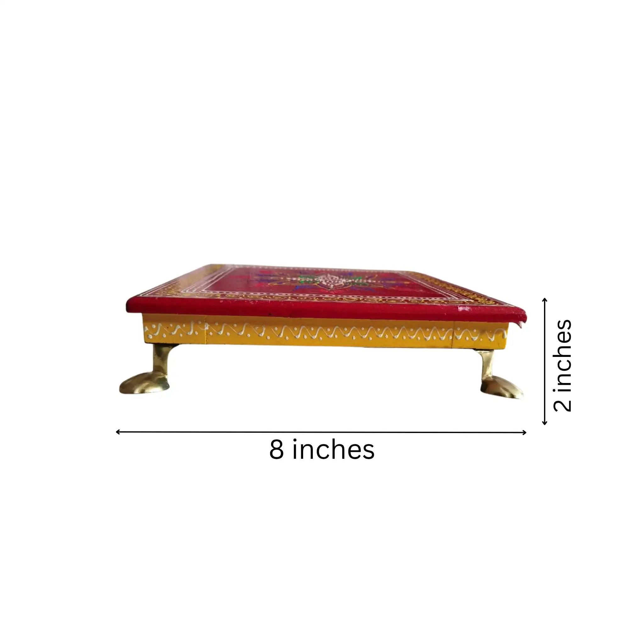 Hand-Painted Wooden Stool For Pooja (Chowki) with Traditional Design - Image 45