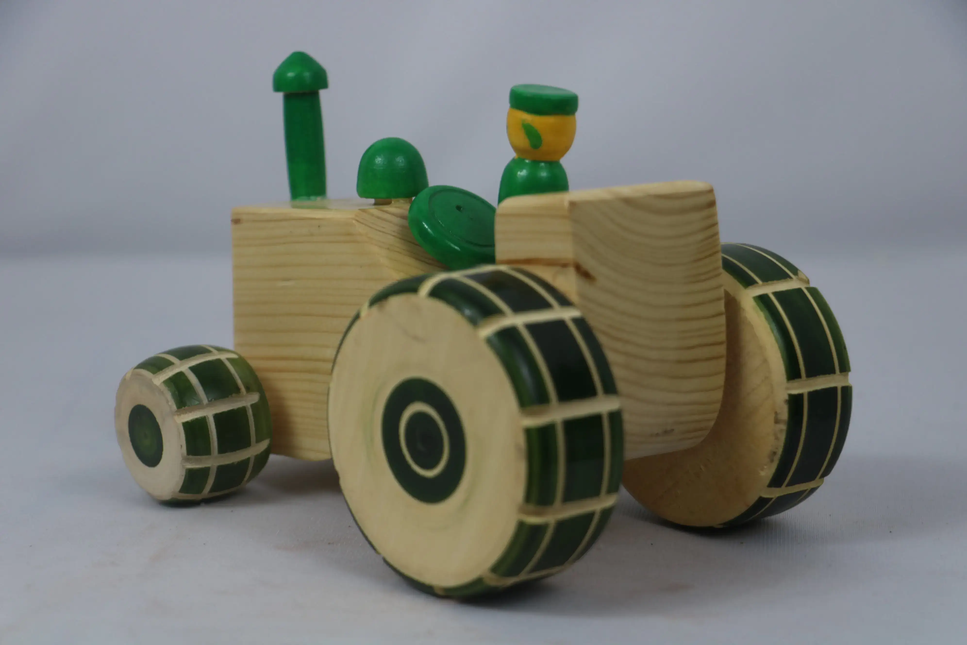 Channapatna Wooden Tractor (Green) – Traditional Handmade Toy - Image 2